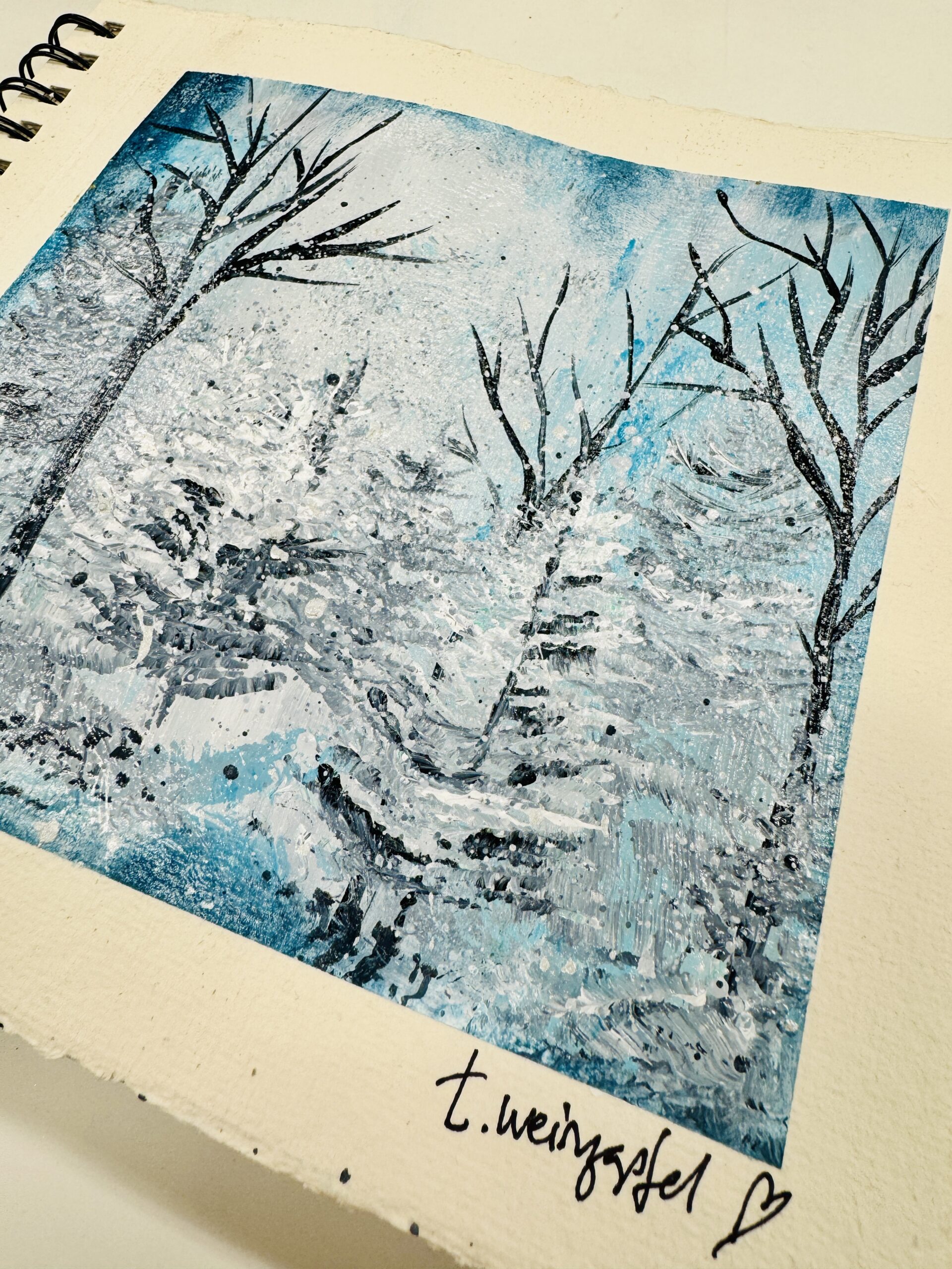 finished winter art journal page