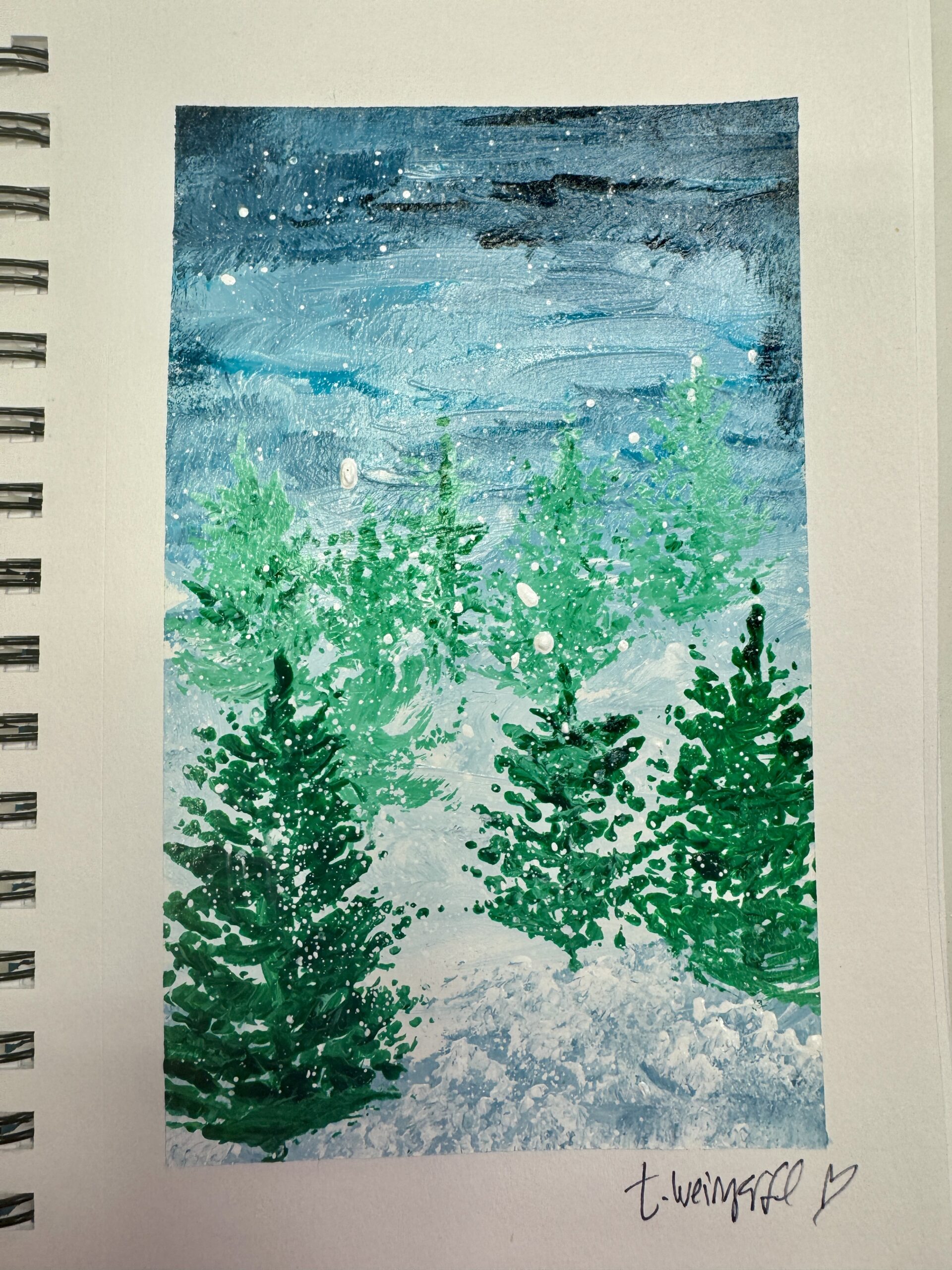 winterscape acrylic painting