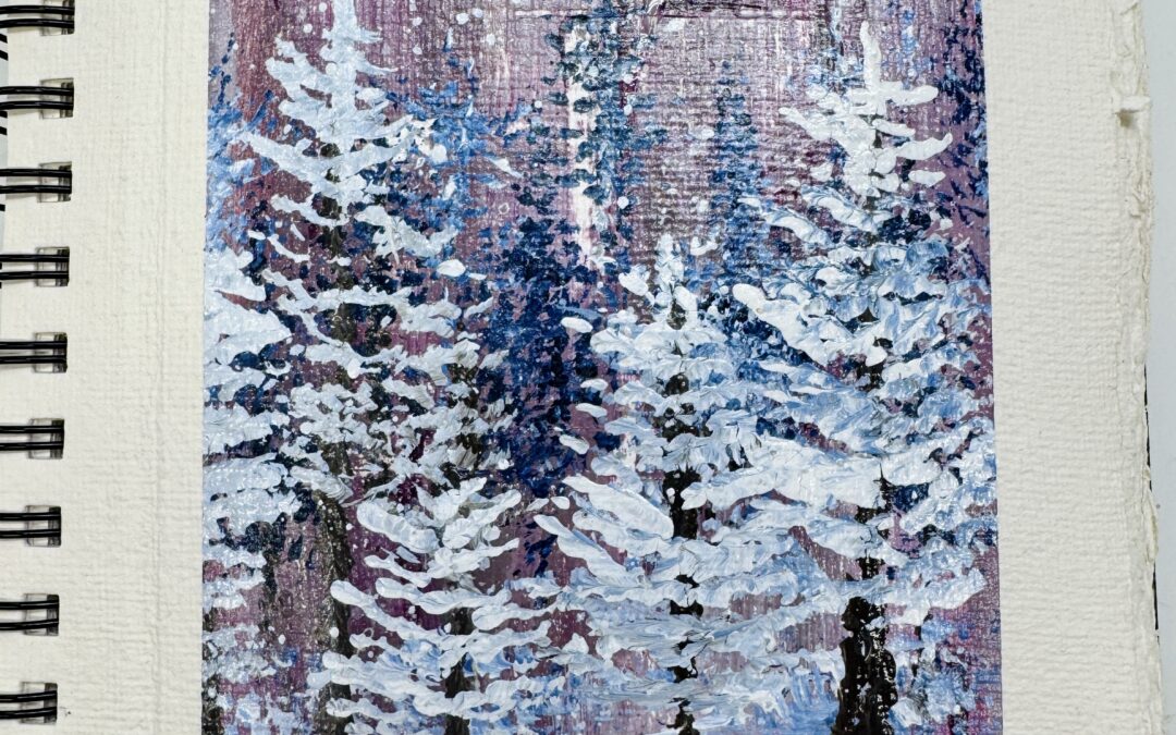 winter forest mixed media art