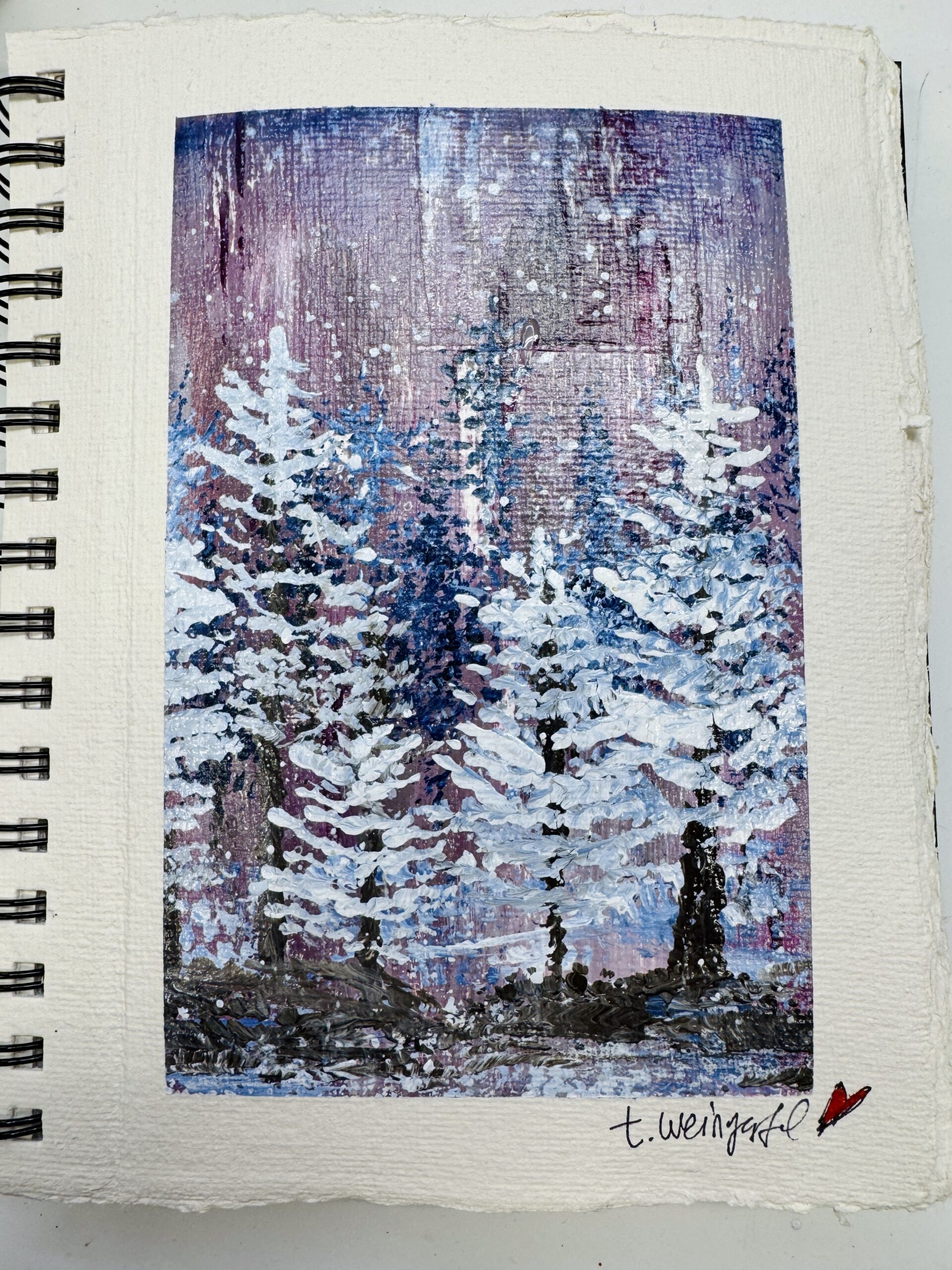 winter forest mixed media art