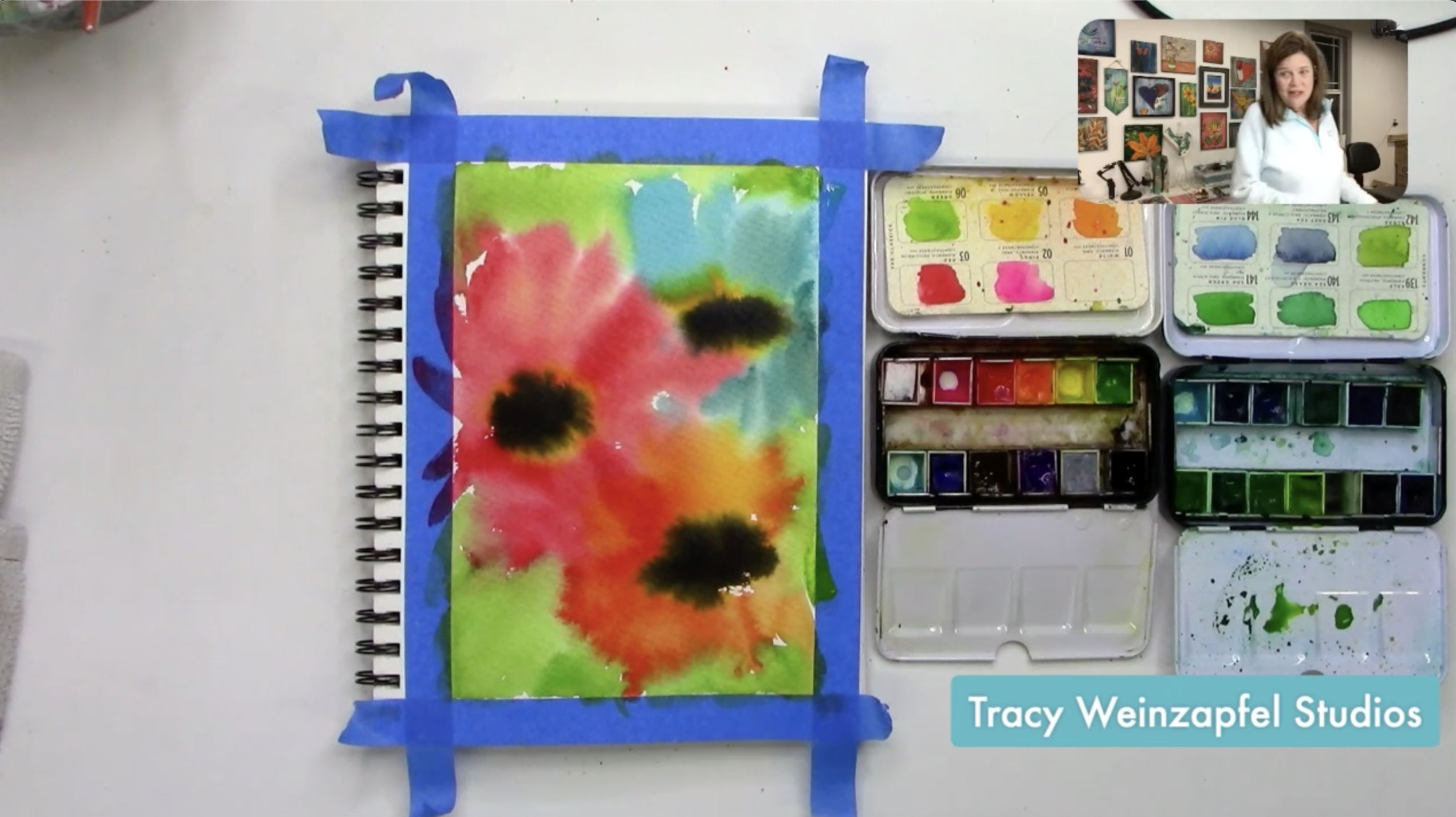 painting flowers with watercolor paint