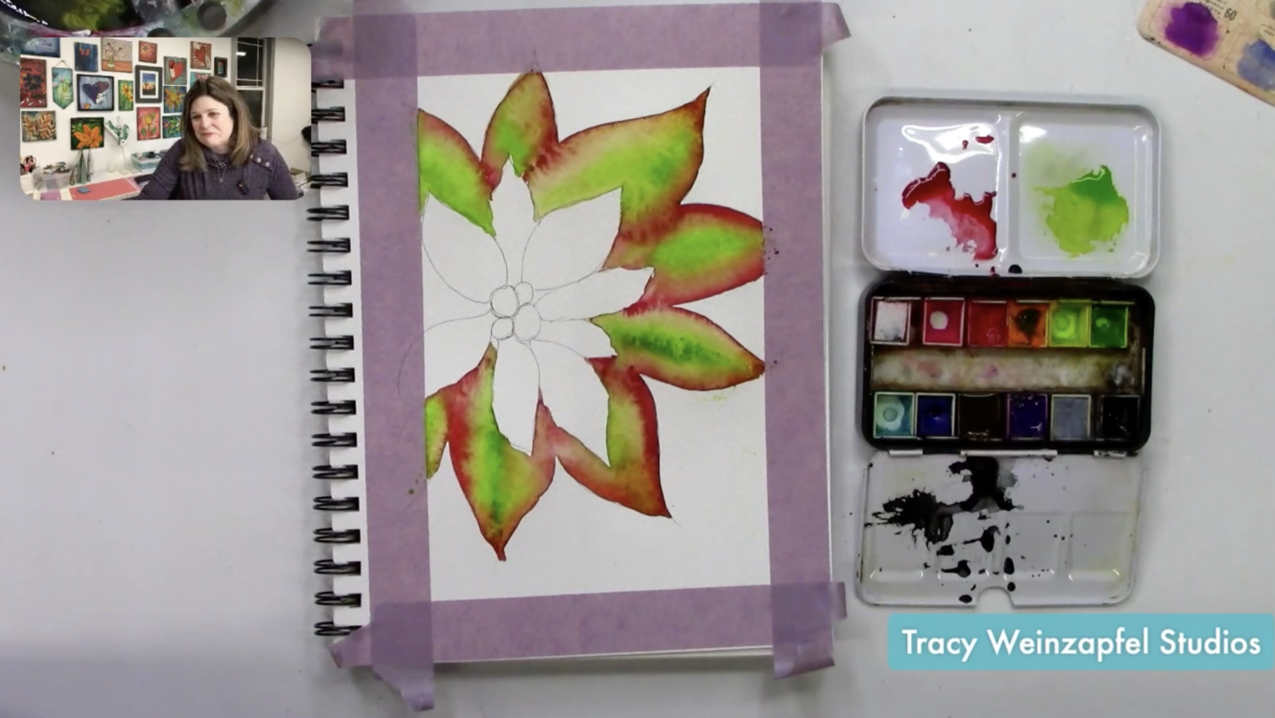 christmas flower watercolor art