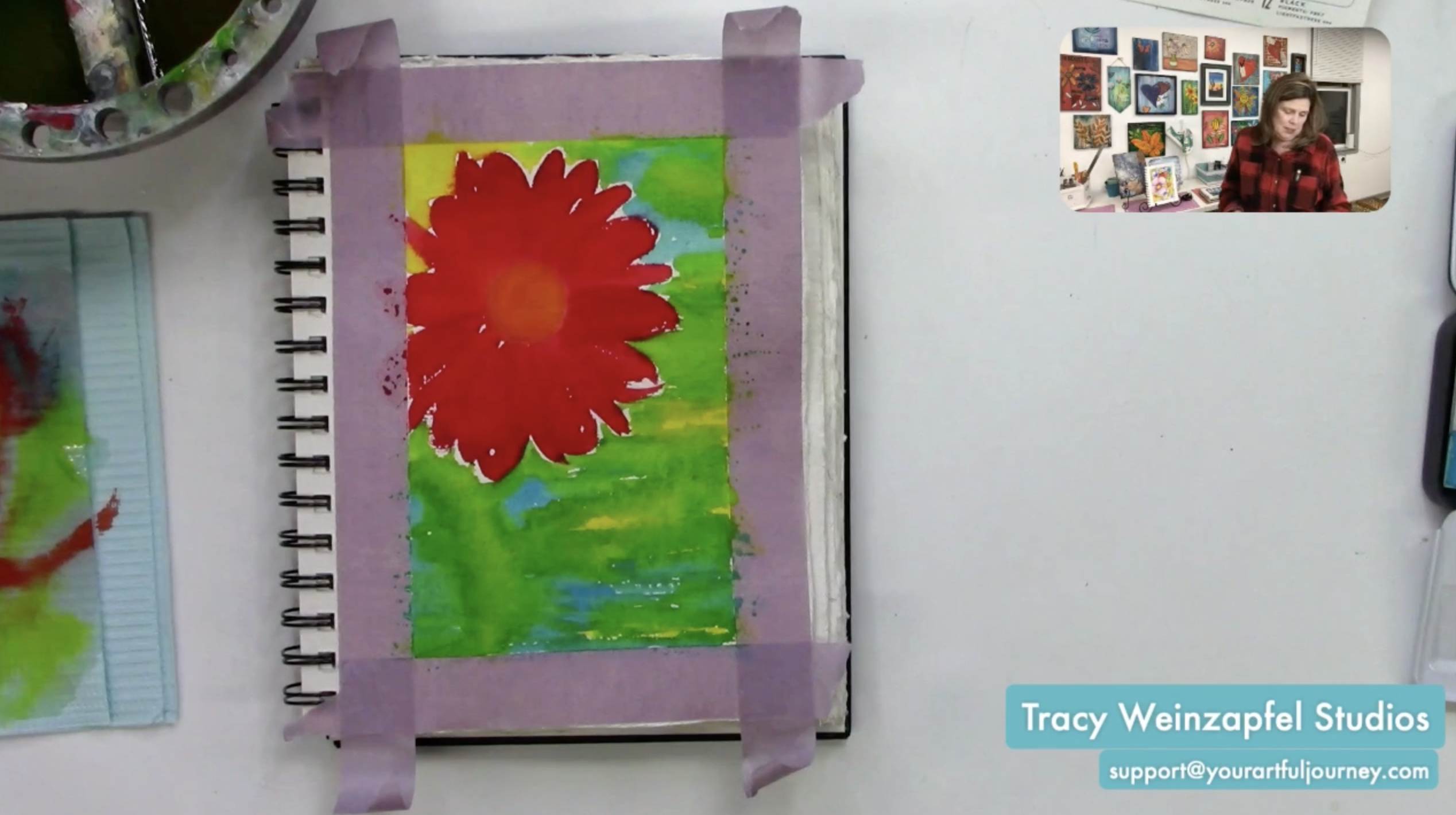 painting the flower with watercolor paint