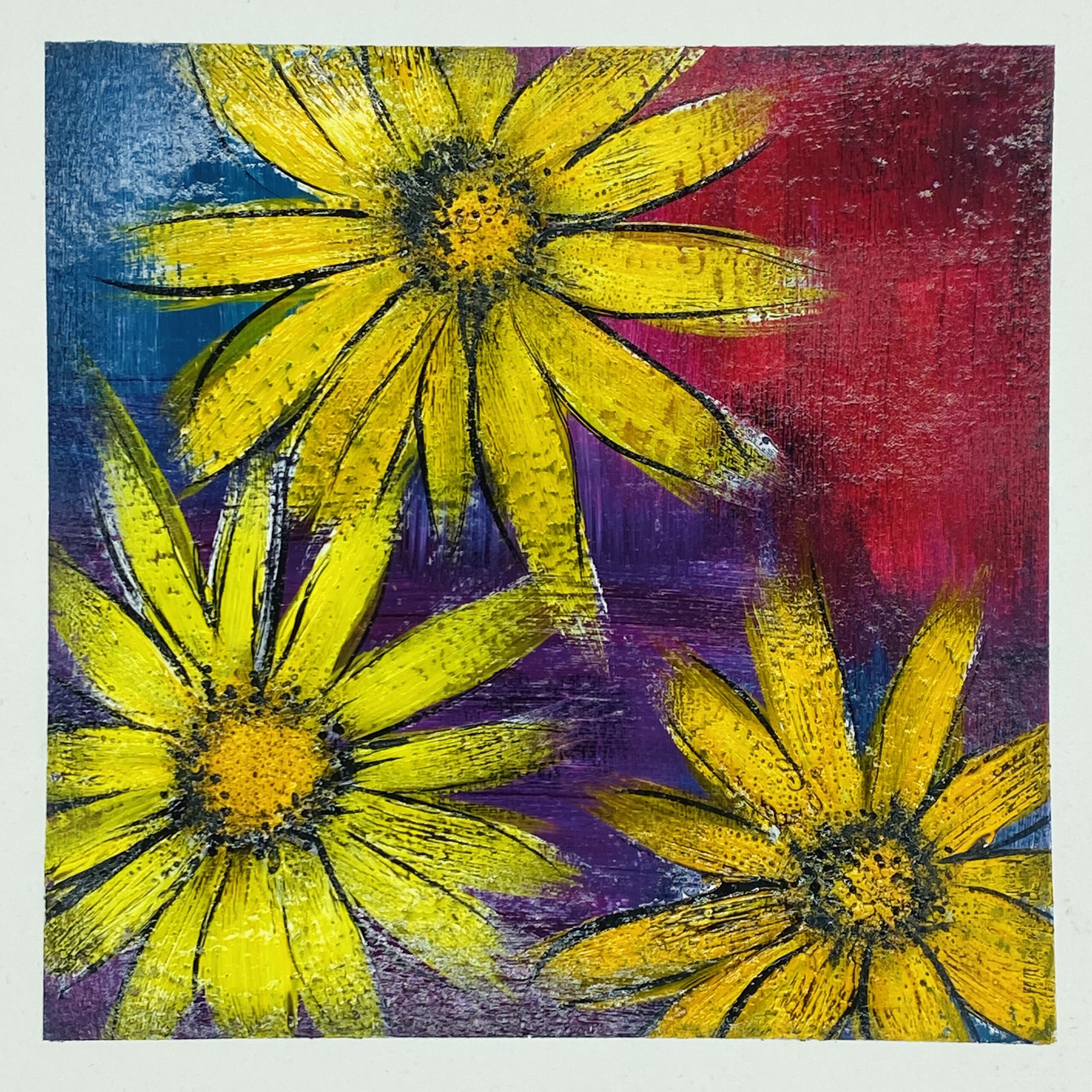 golden bloom acrylic painting