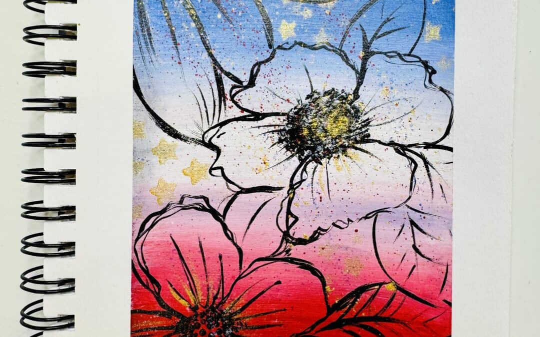 red white and blue flowers