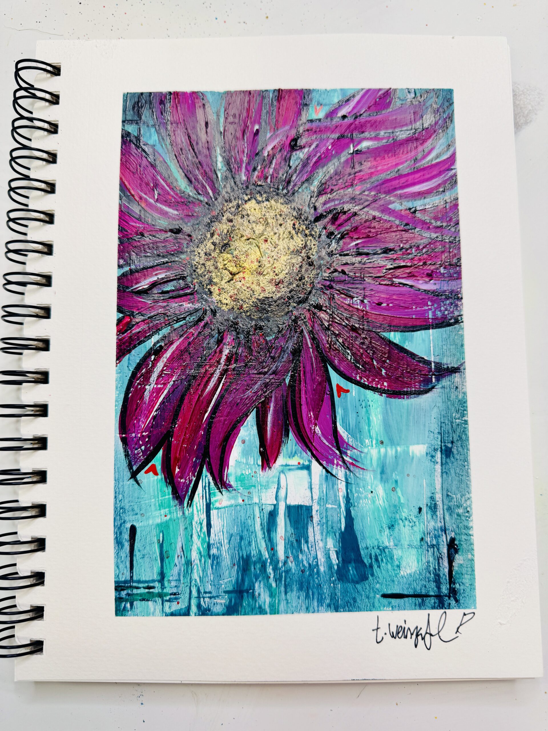 mixed media flower art tutorial