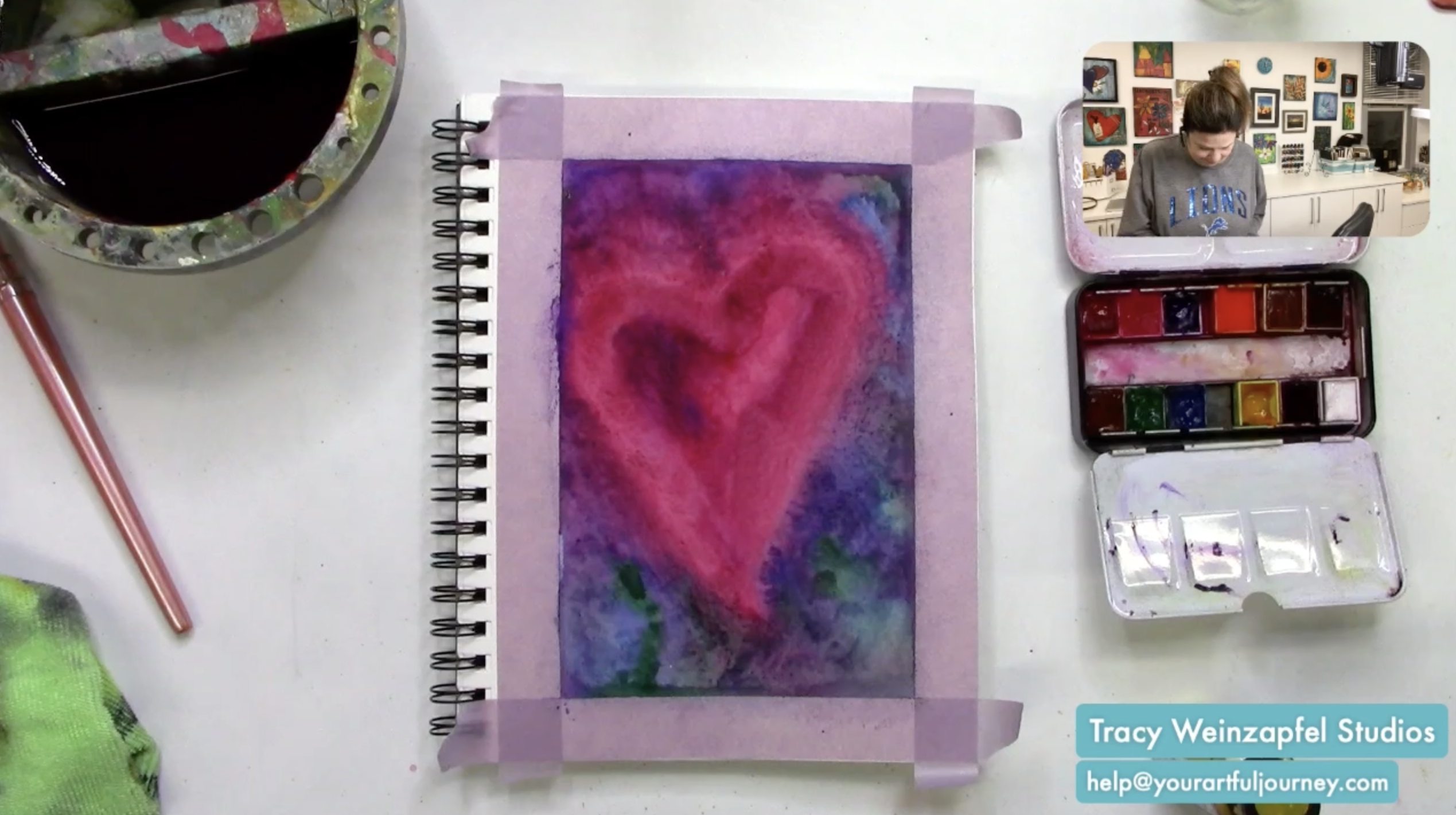 watercolor heart art journal