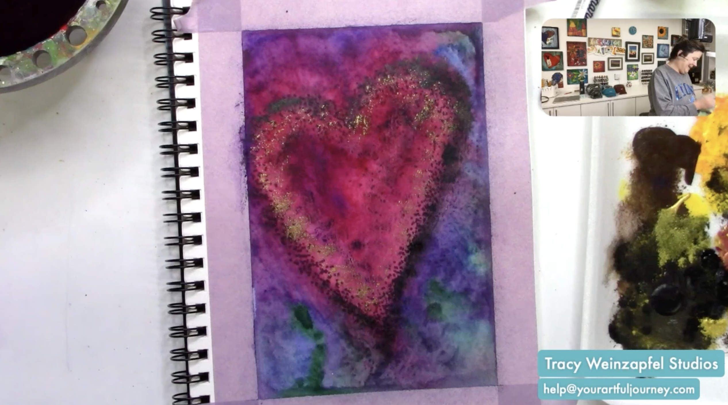 gold paint heart art