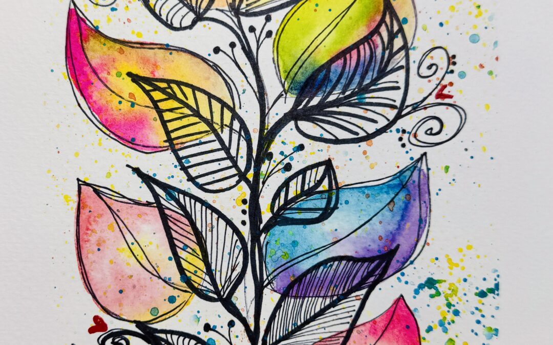 Rainbow Leaves Watercolor Art Tutorial