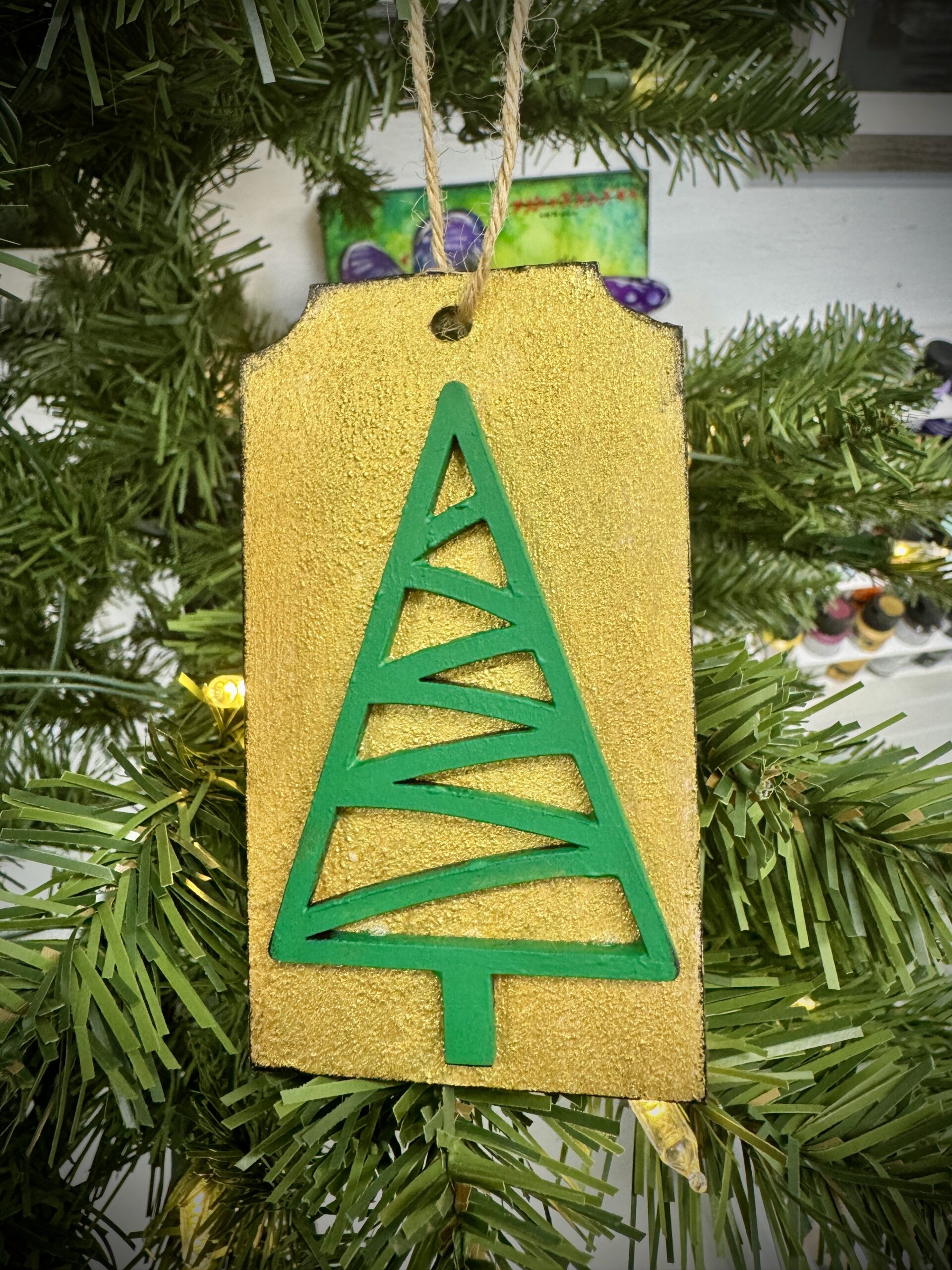 gold tree tag ornament 