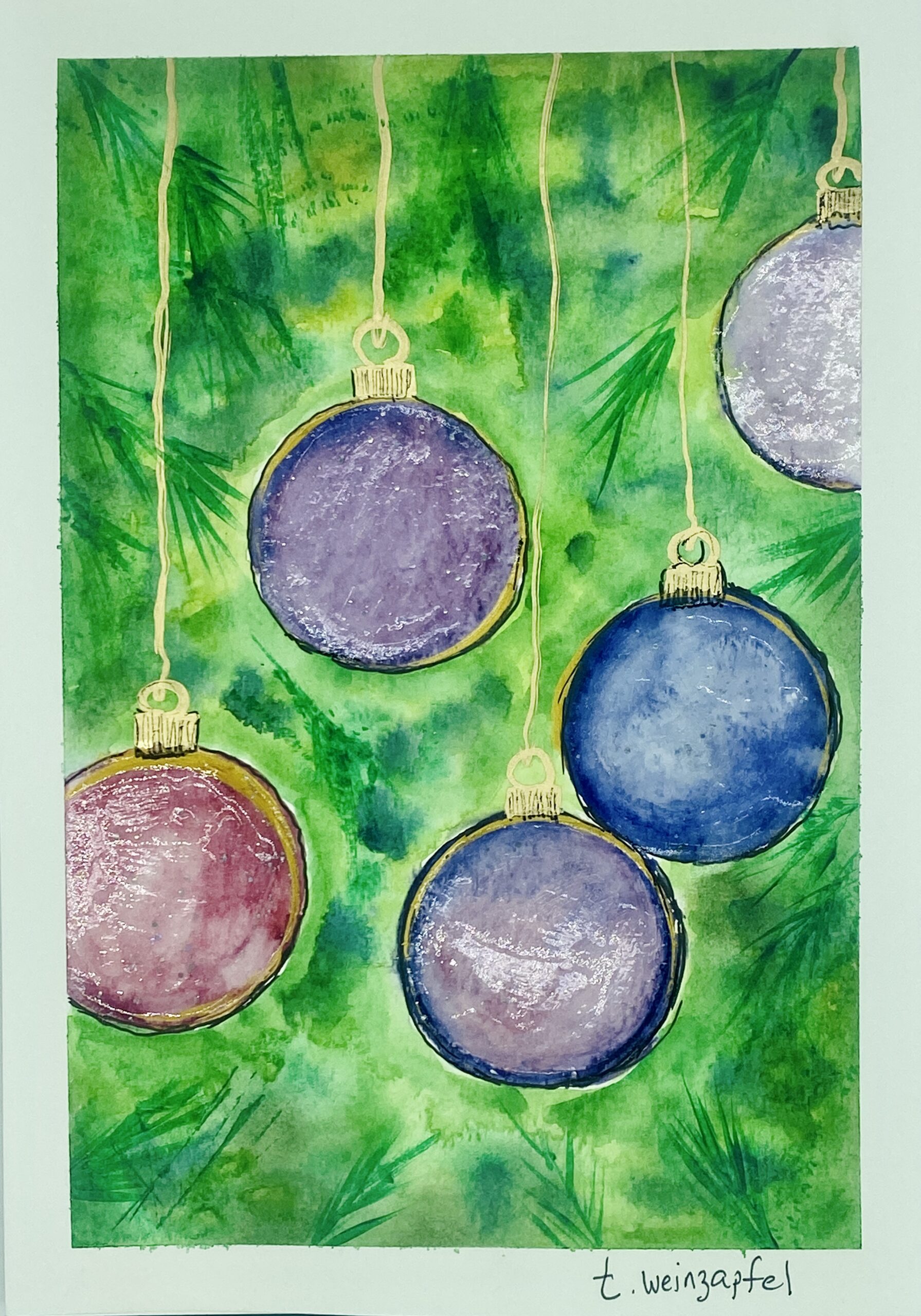 watercolor ornaments art journal page