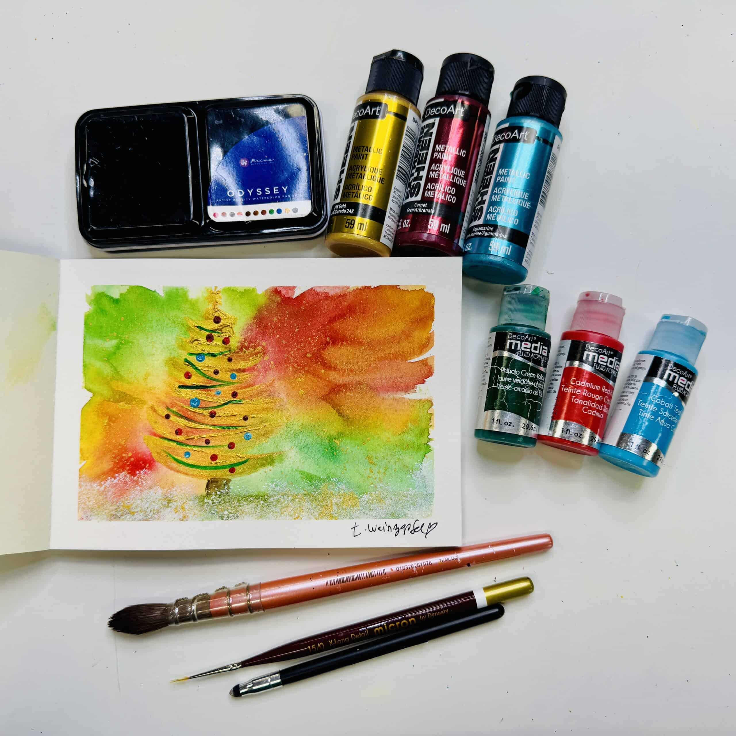 christmas tree art with supplies