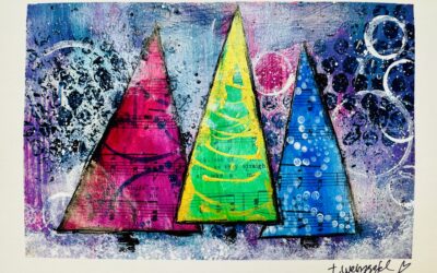 Holiday Tree Trio Mixed Media Art Tutorial