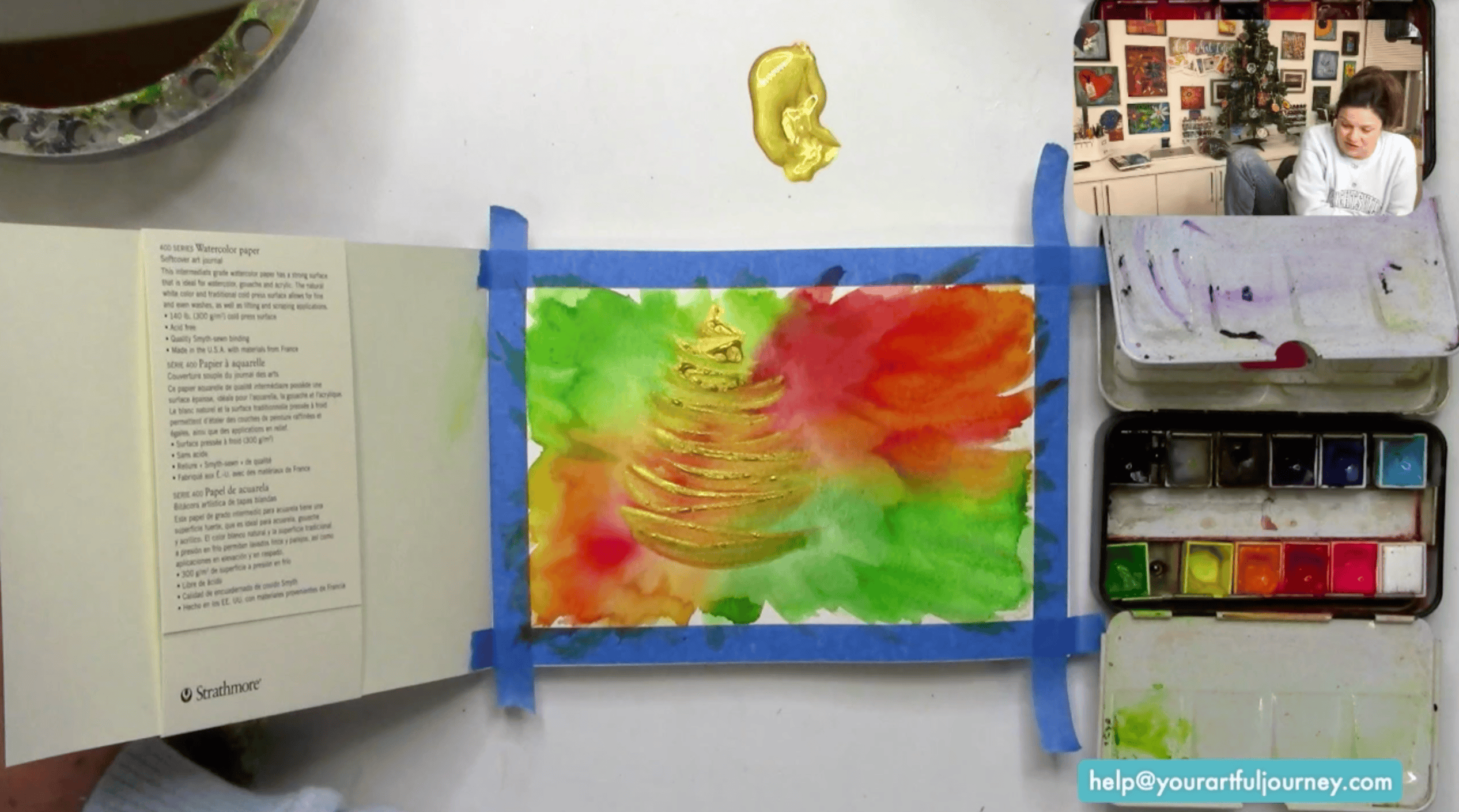 painting a gold tree with acrylic paint