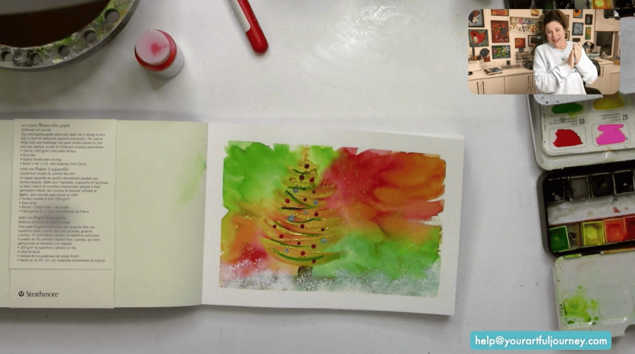 mixed media christmas tree art