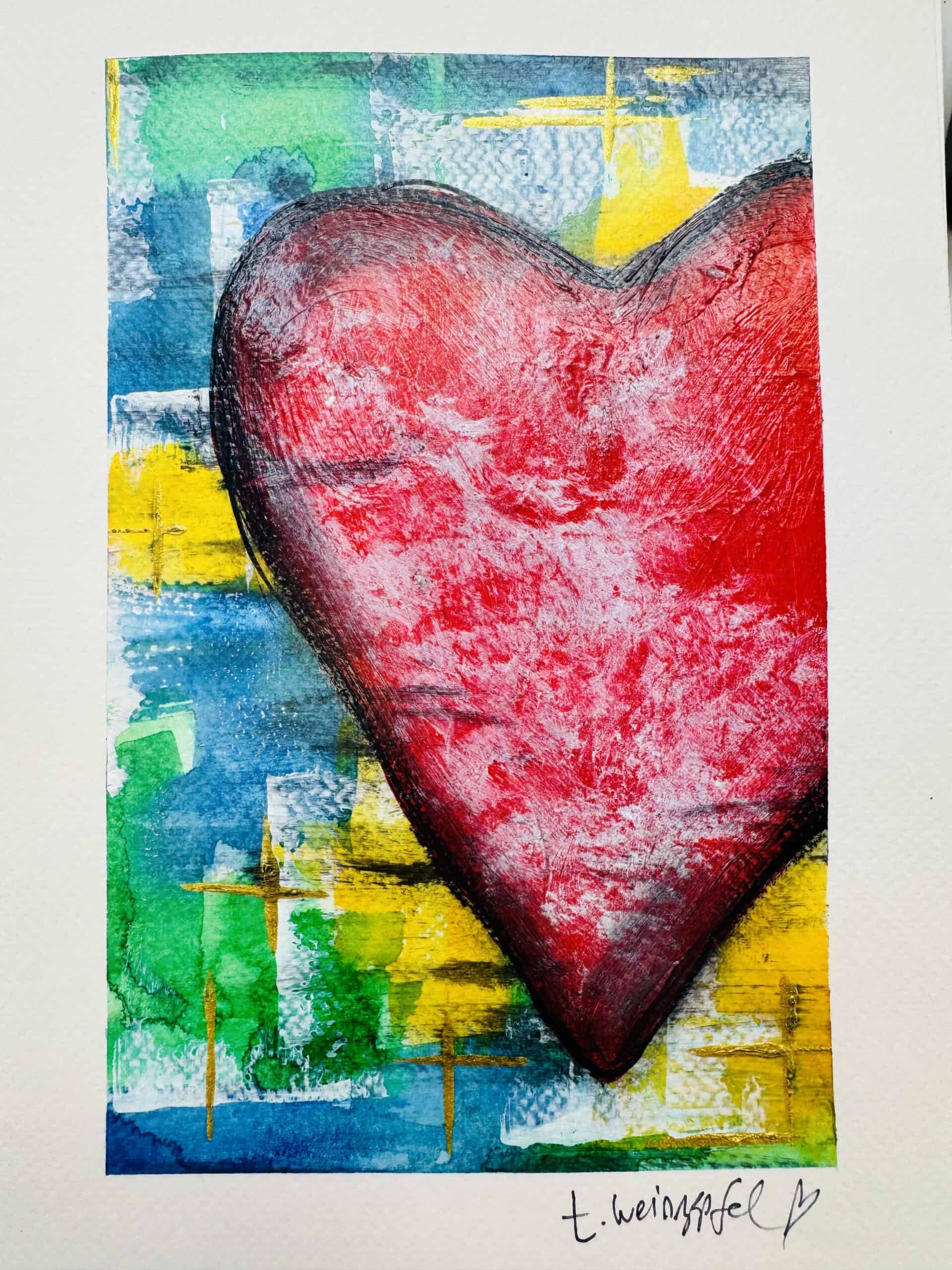 mixed media heart art tutorial