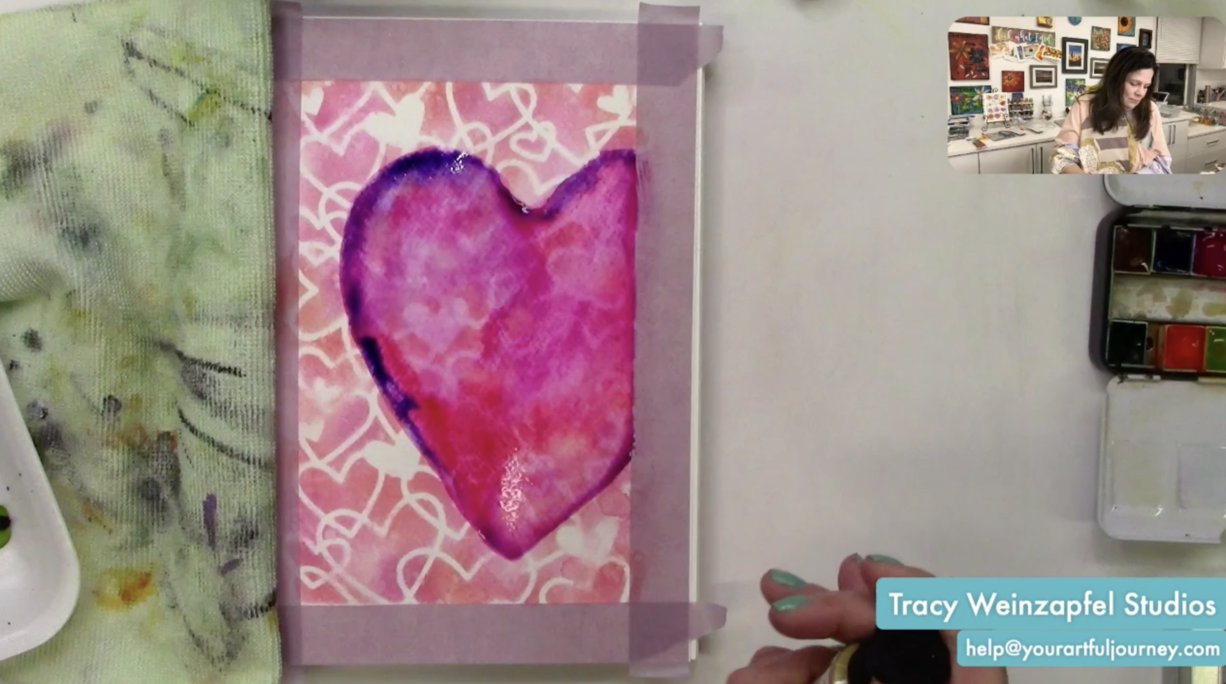 mixed media heart watercolor