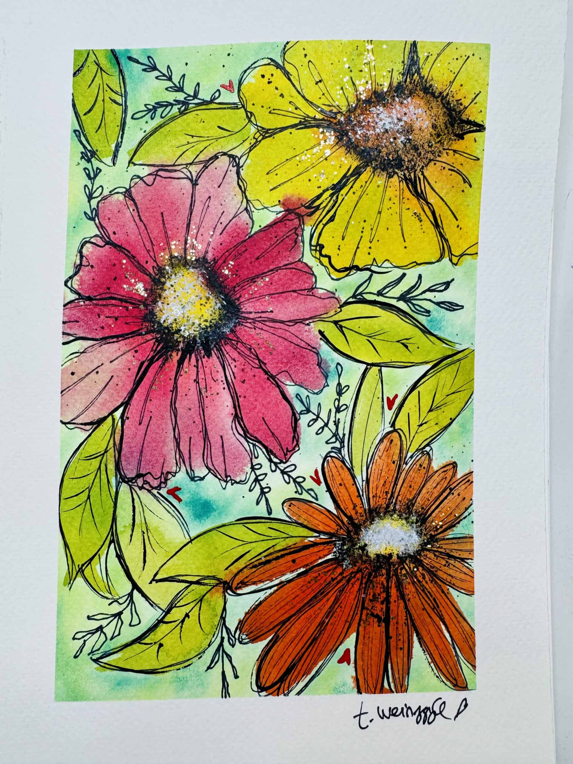 whimsical watercolors art journal page