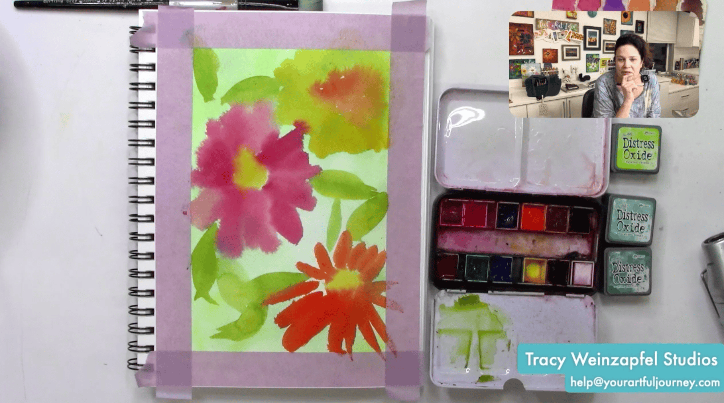 watercolor flowers art journal page