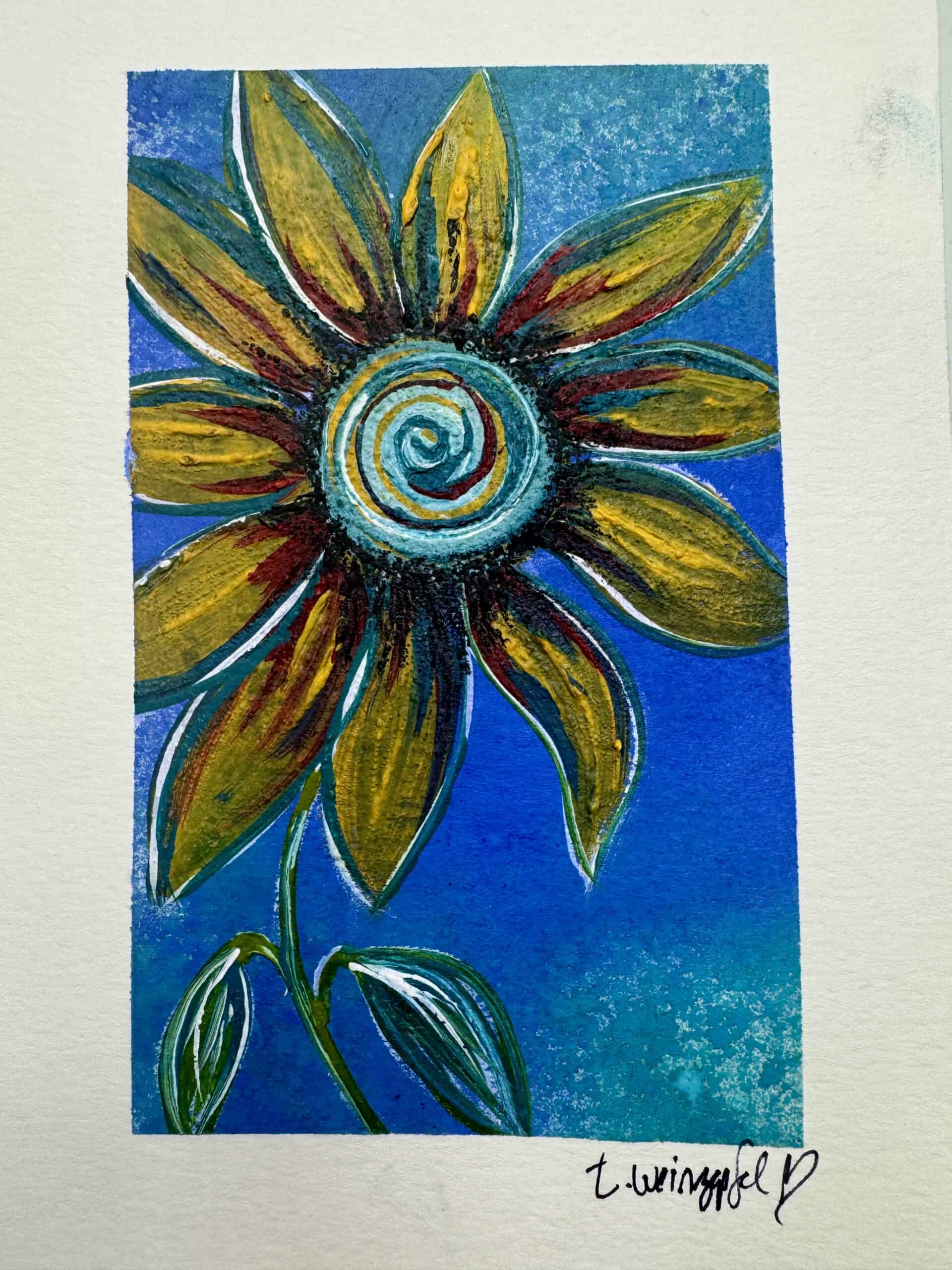 mixed media sunflower art tutorial