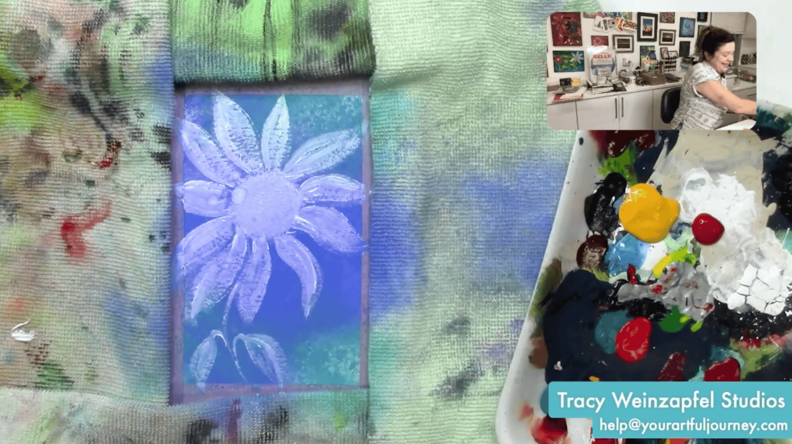 painting a flower with white gesso
