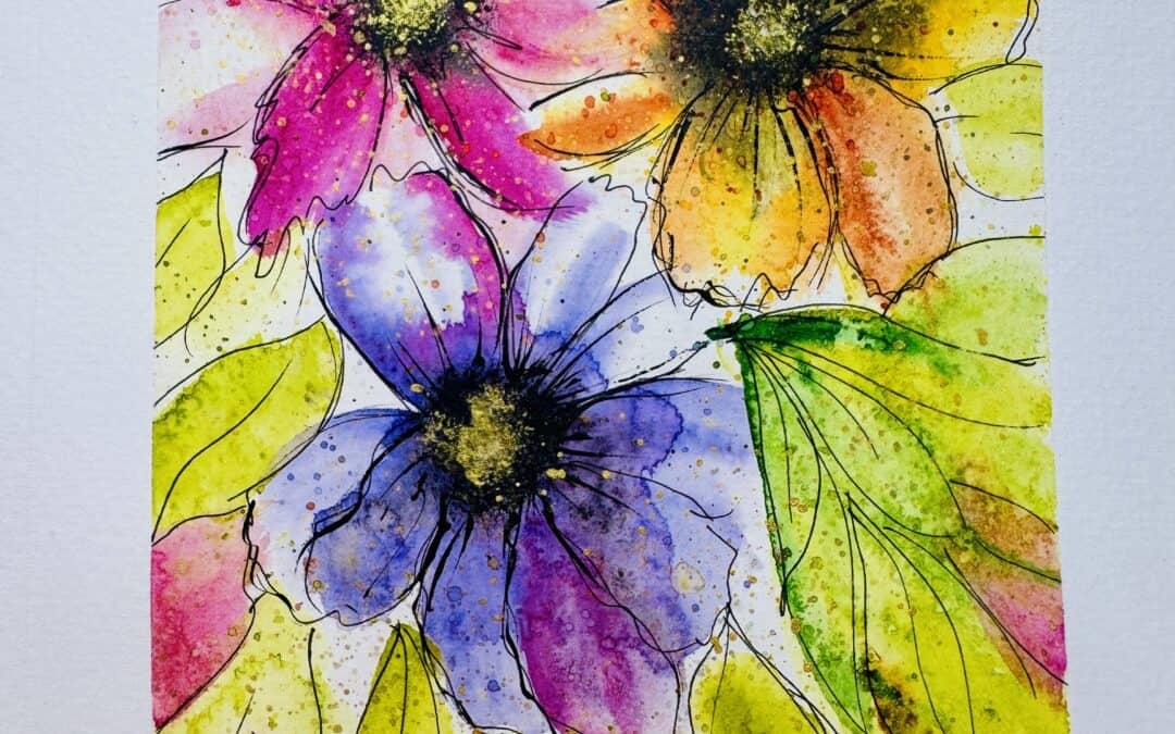 bright watercolor flowers
