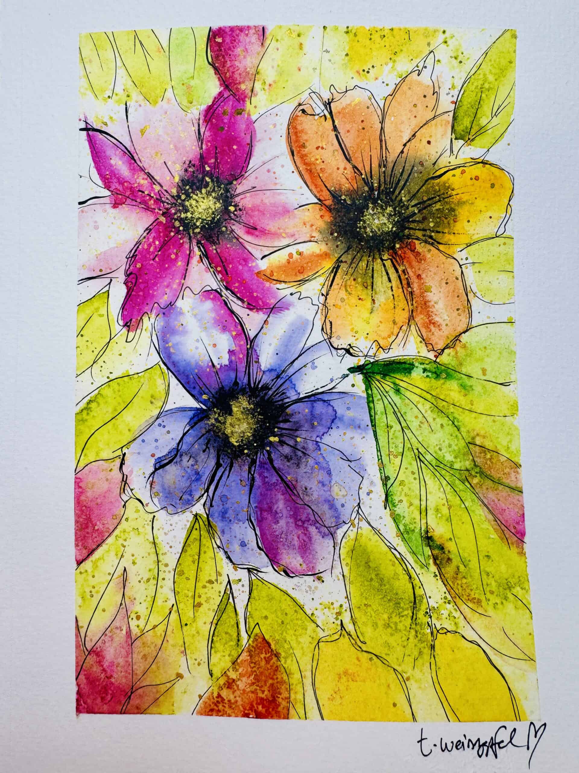 bright watercolor flowers