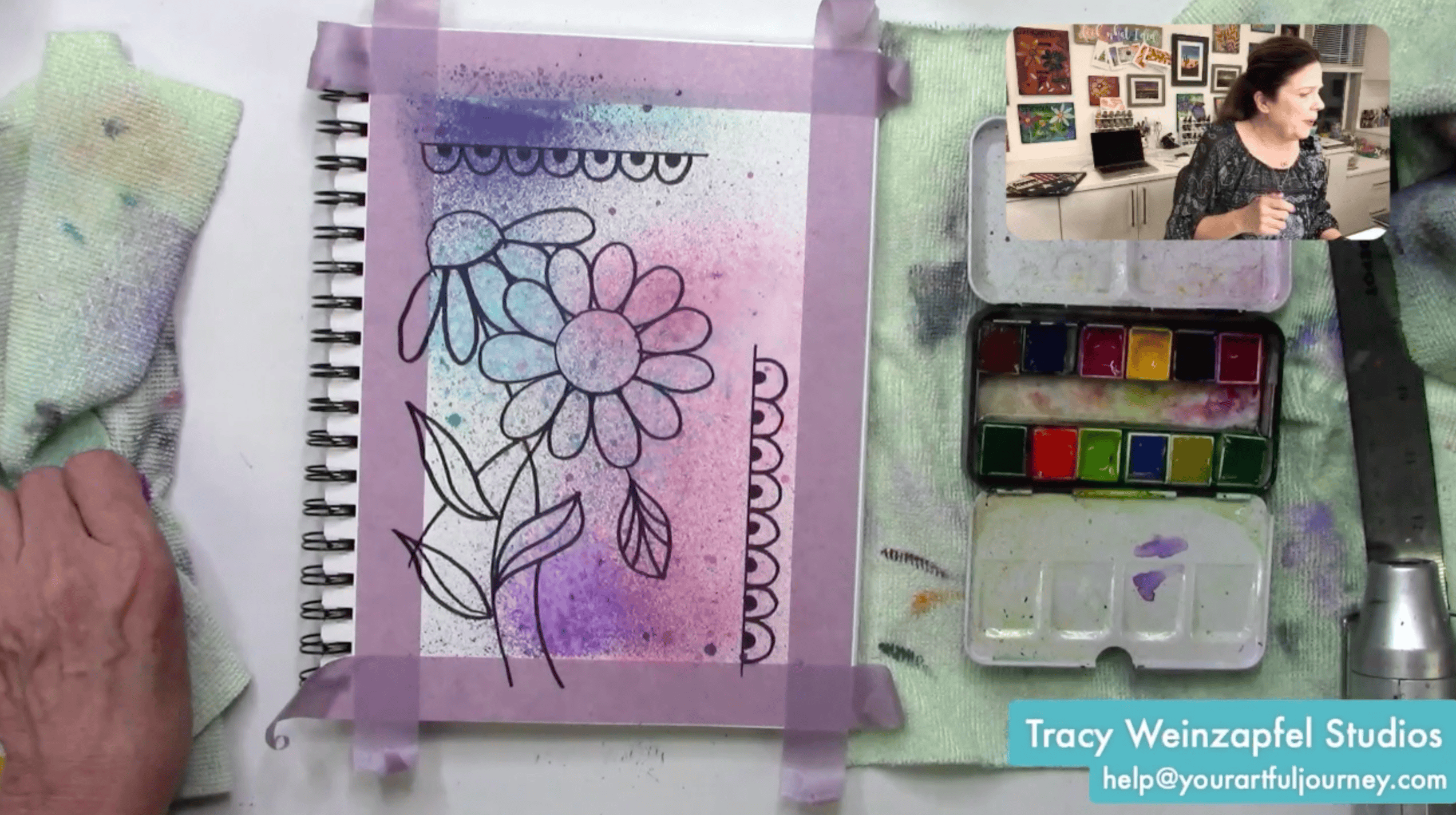 sketching flowers with a sharpie marker
