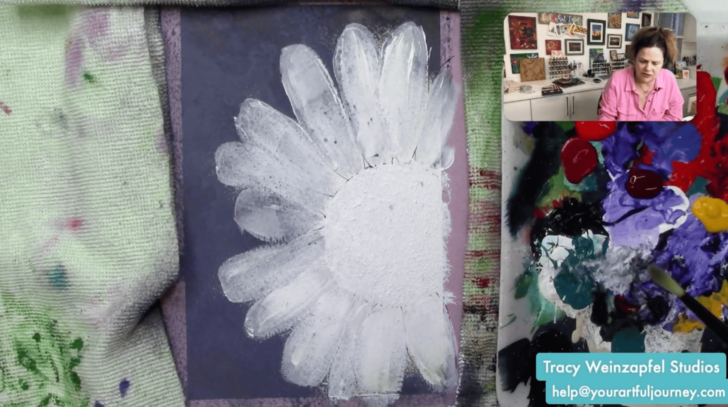 painting white gesso flower