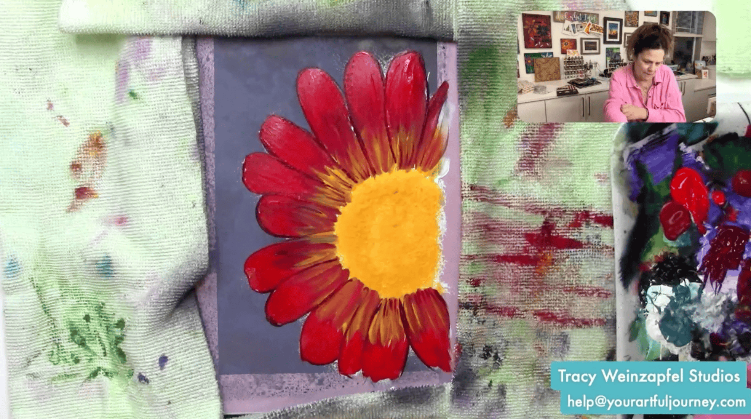 painting flower with acrylic paint
