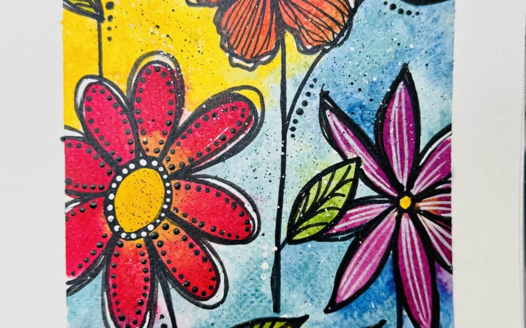 flower watercolor whimsical art