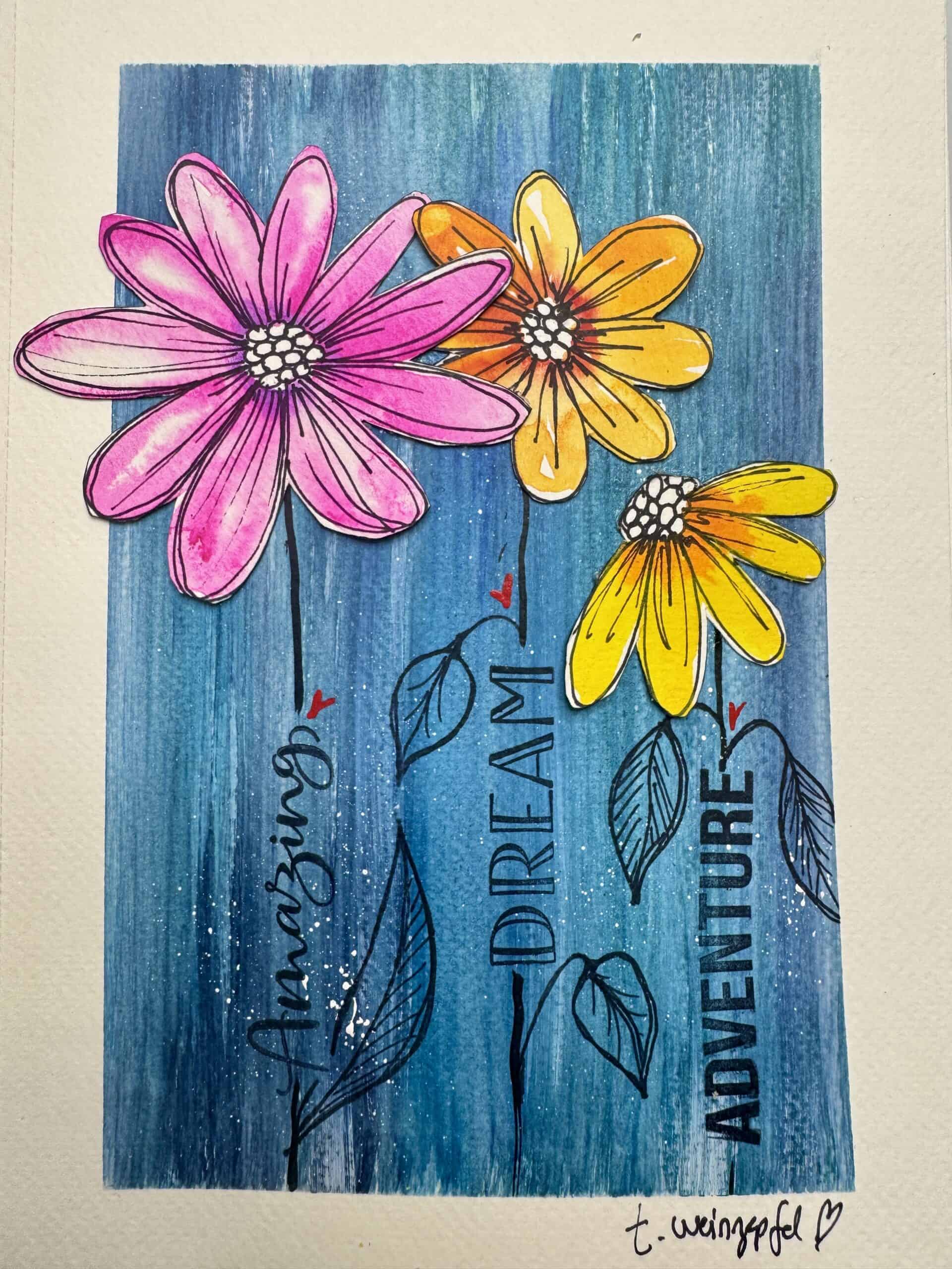 watercolor flower collage art