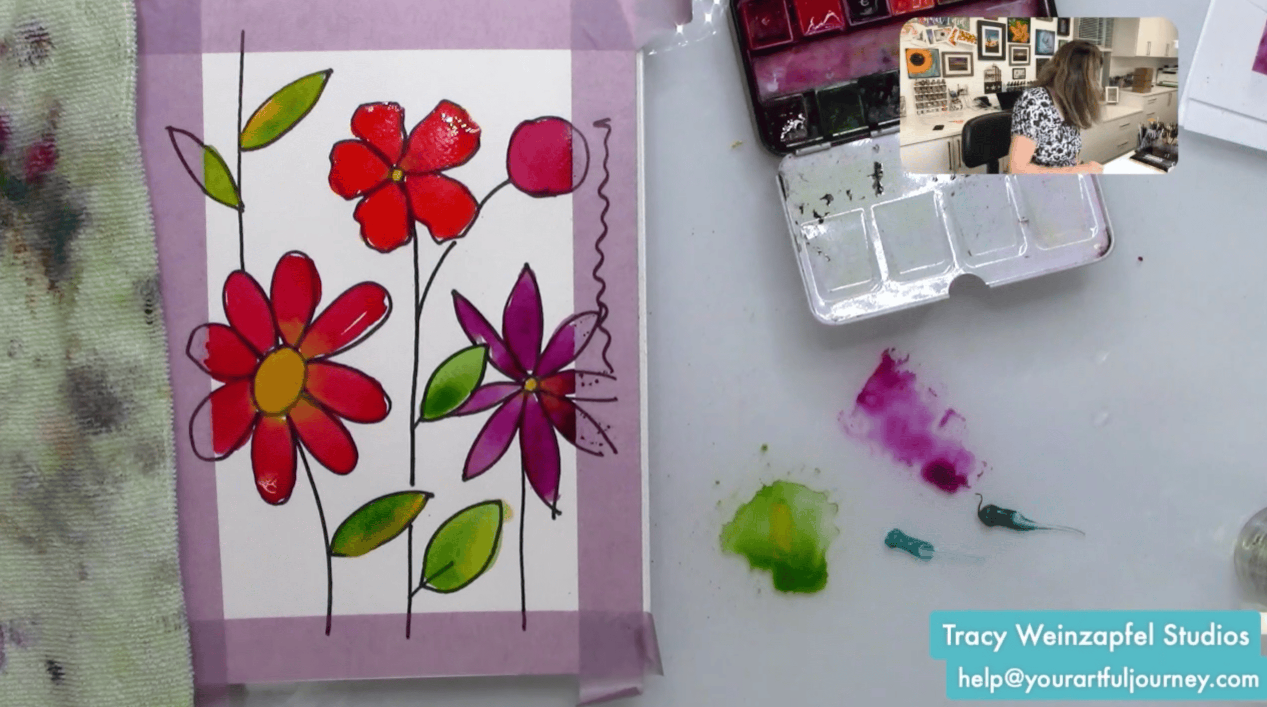 painting flowers with watercolor paint