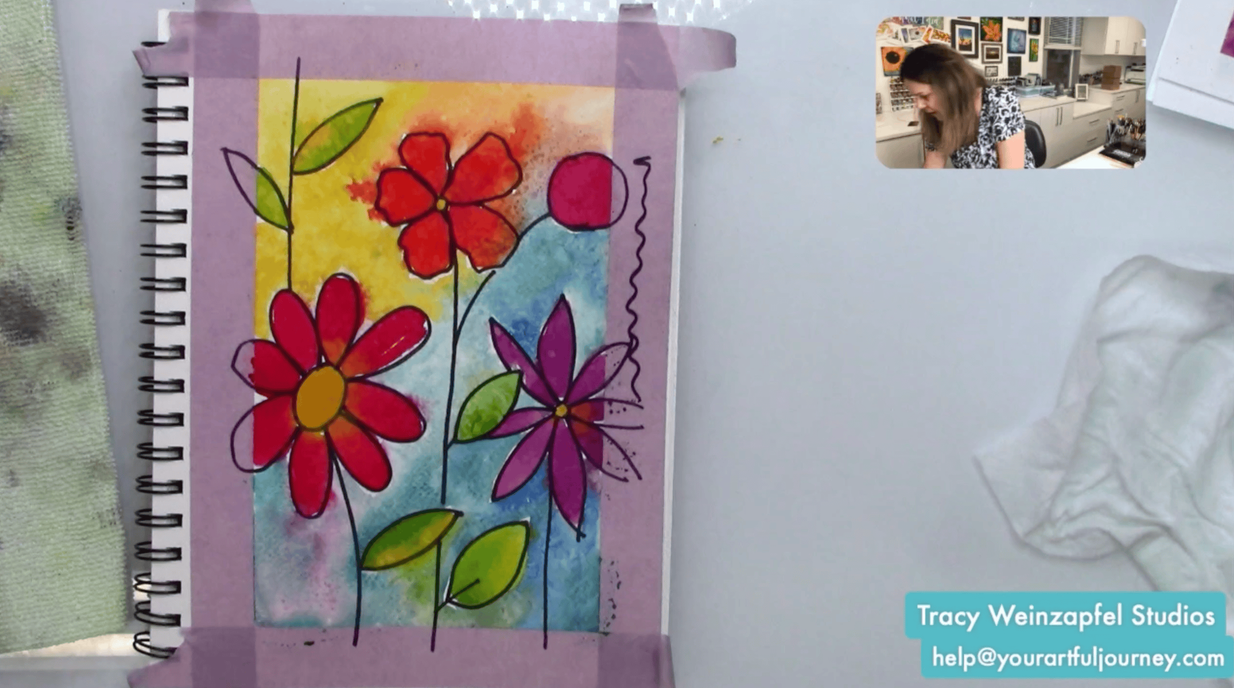 painting watercolor background in art journal
