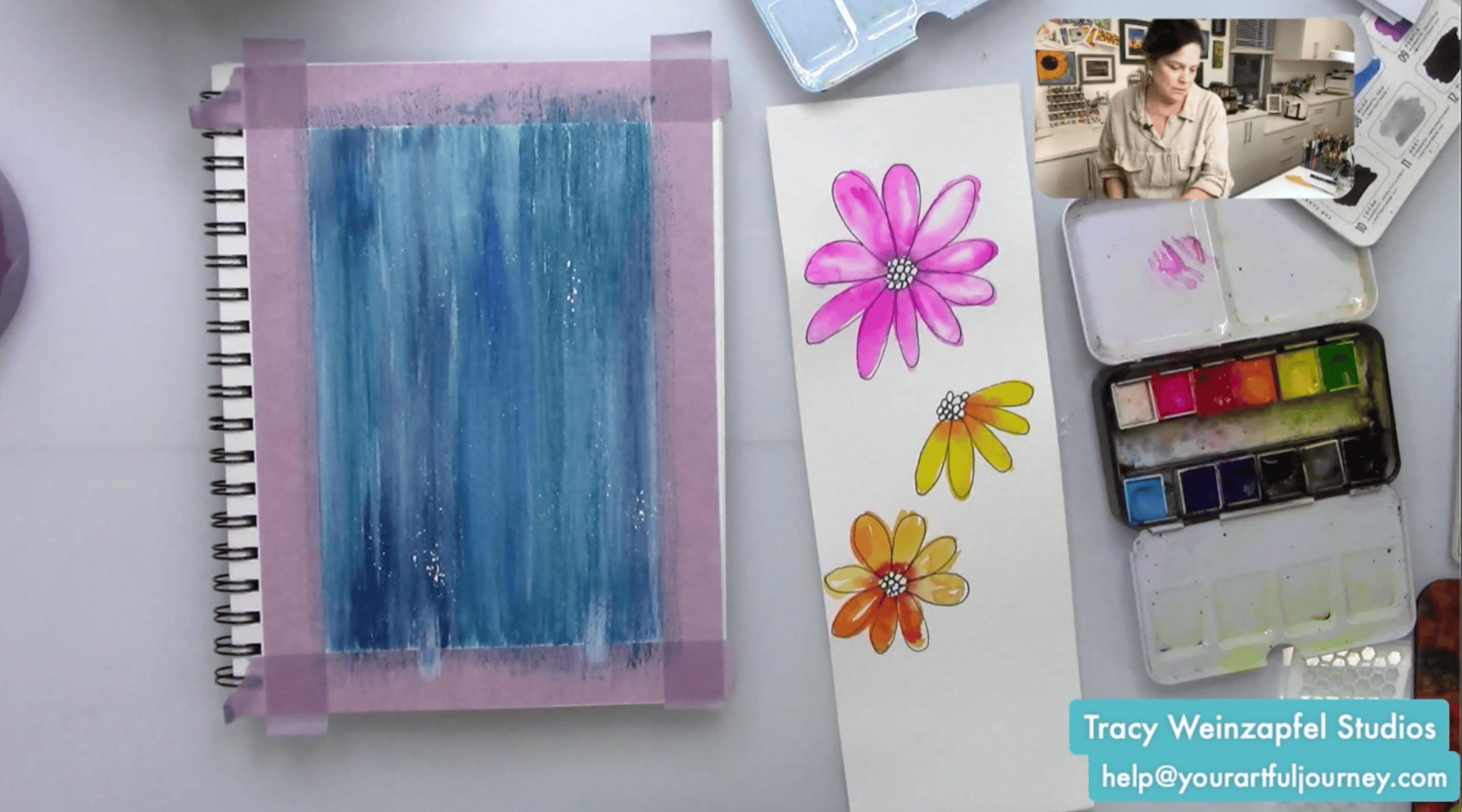 sketching and painting flowers to cut out