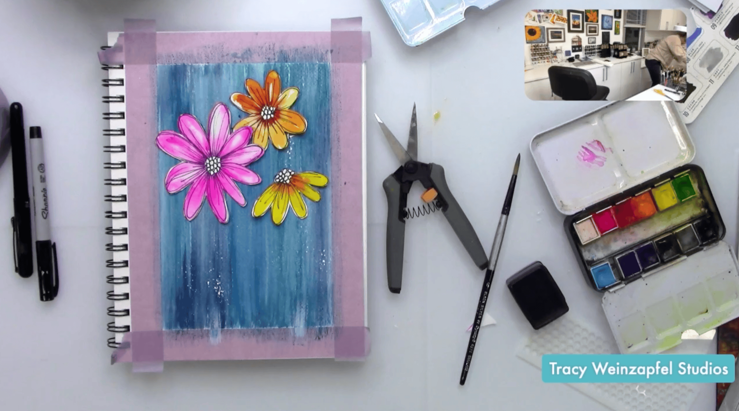 Adding flower to the art journal page