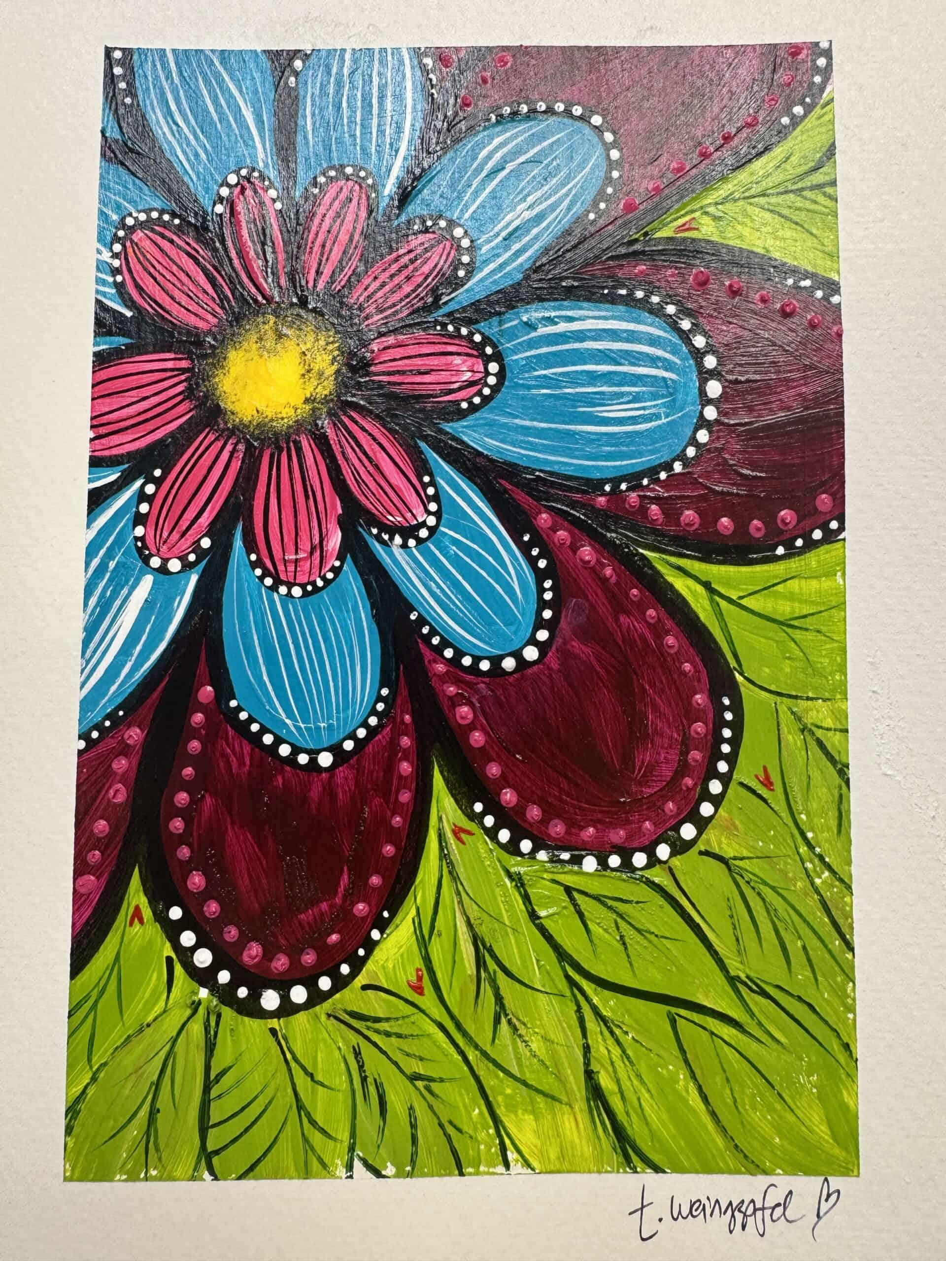 finished acrylic painting flower 