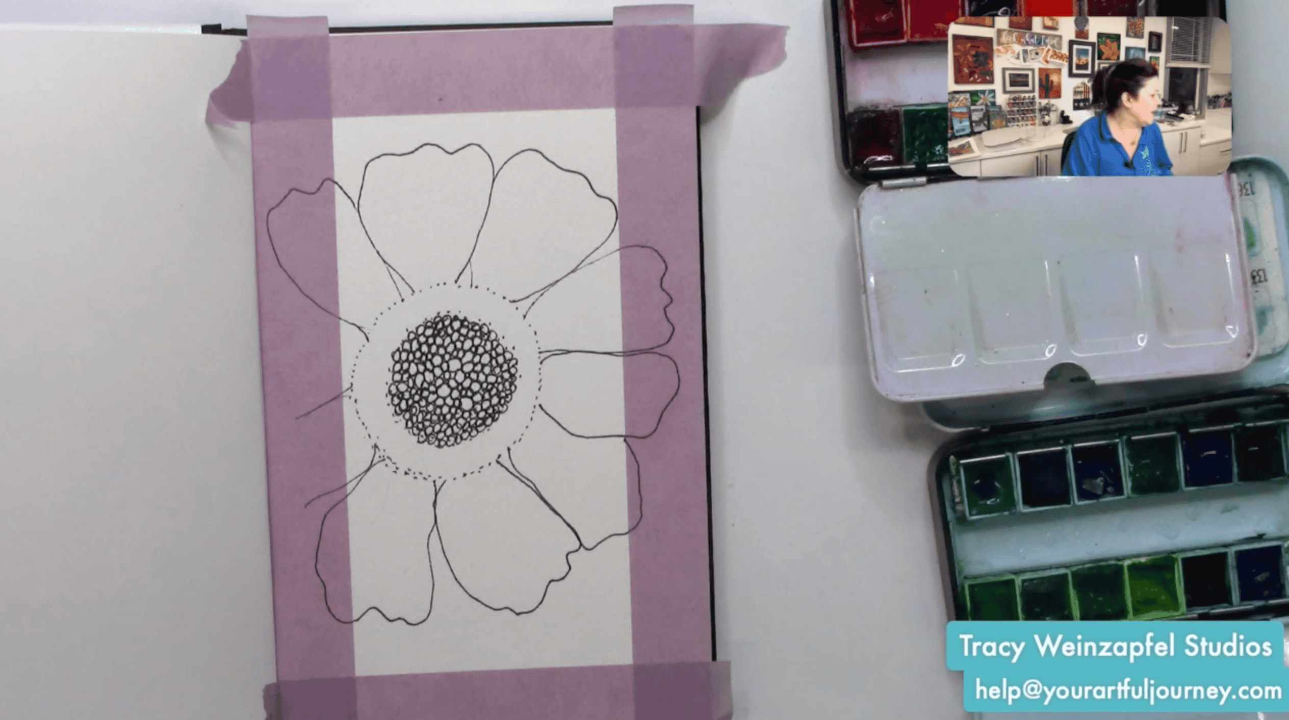 sketching flower with sharpie pen