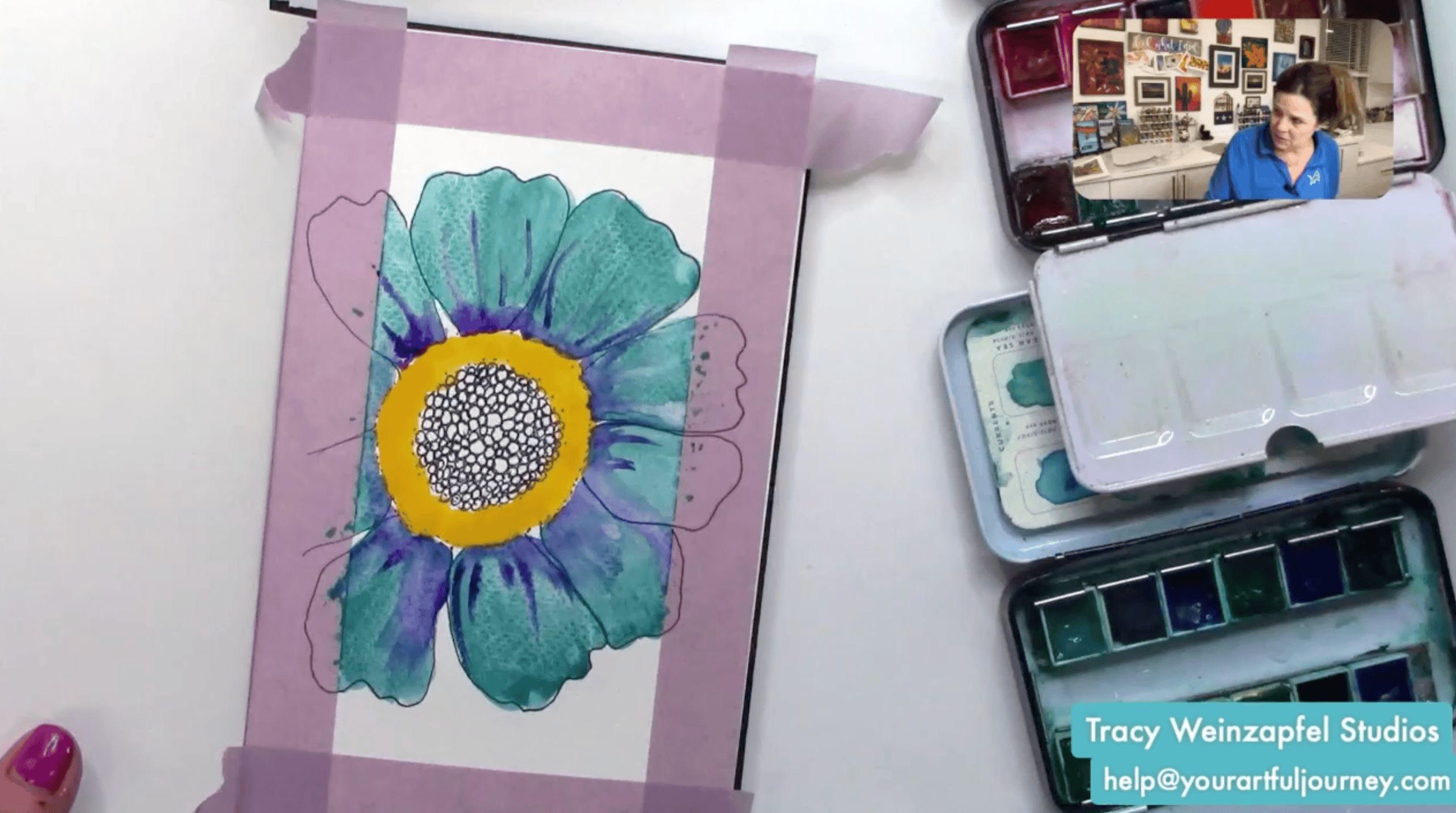 painting a watercolor flower