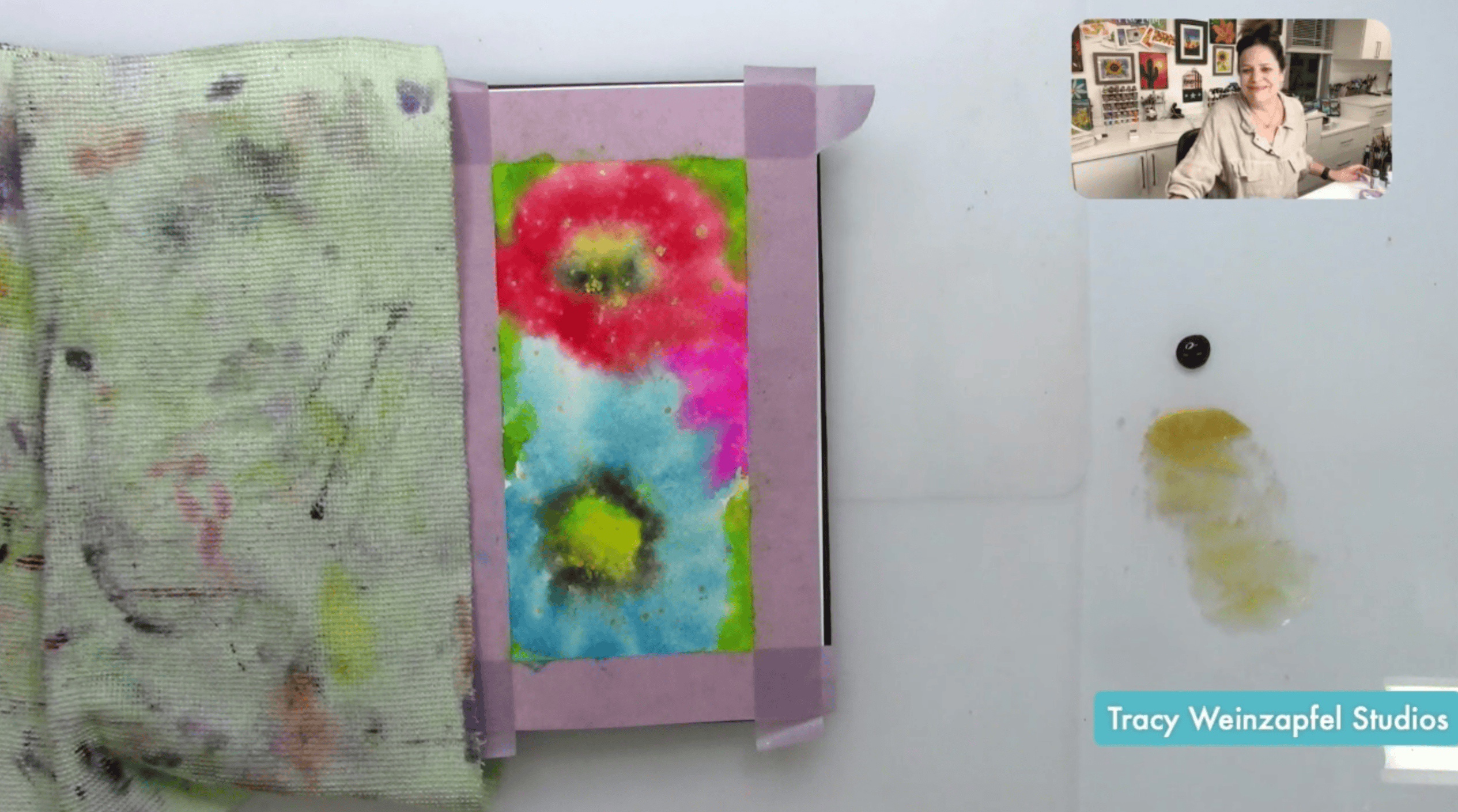 Adding gold splatters to art journal page