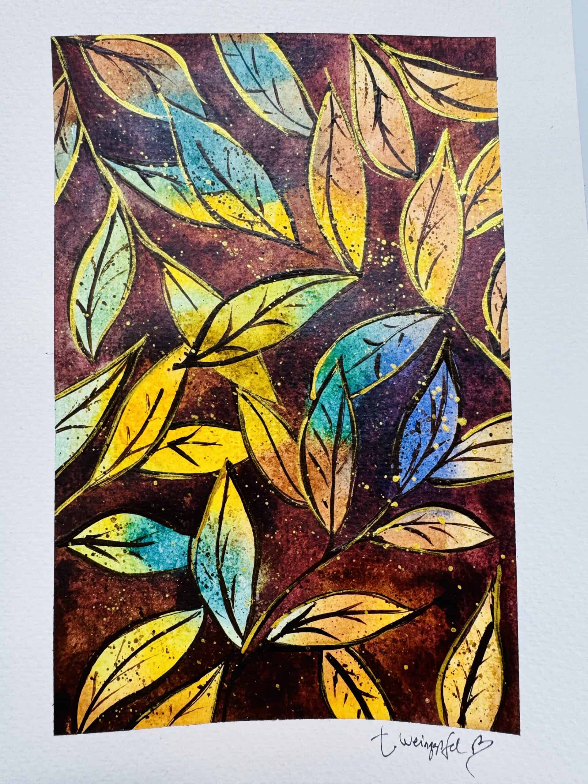 fall leaves watercolor art