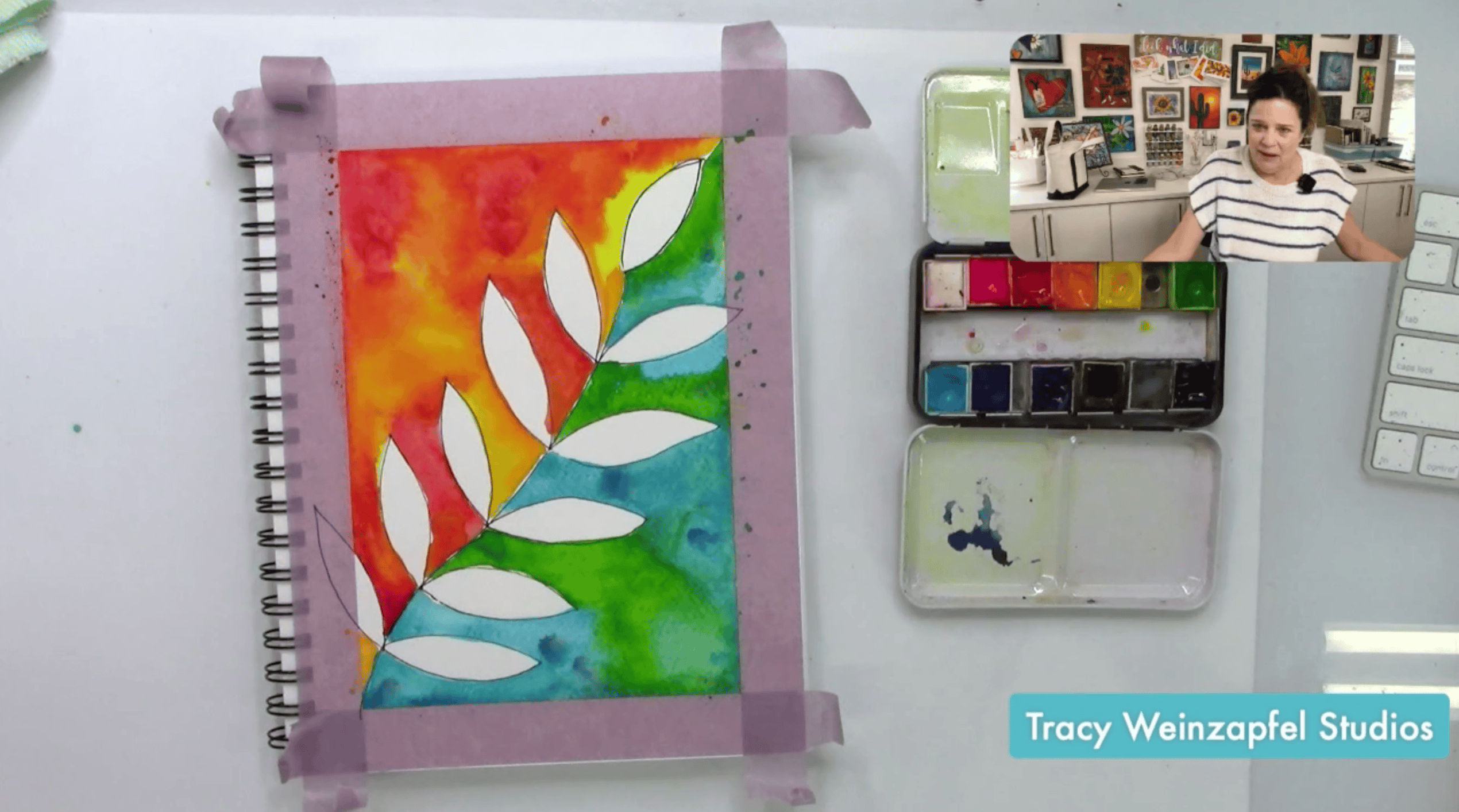 Painting a colorful watercolor background