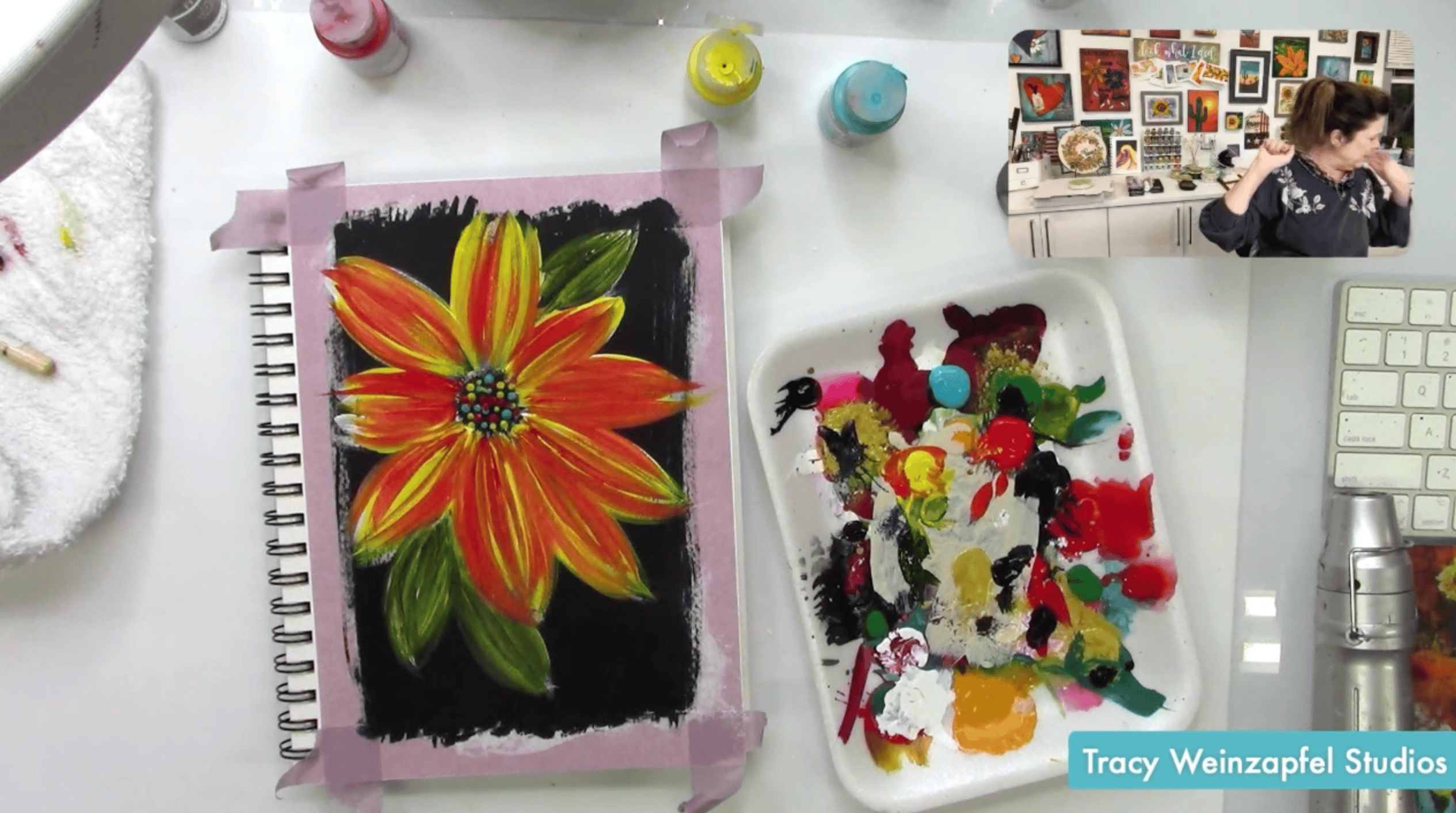 painting the colorful bold flower