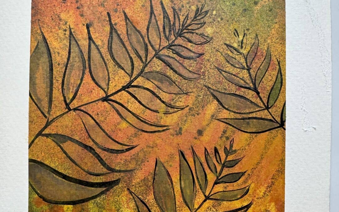 botanical fall ferns art journal page