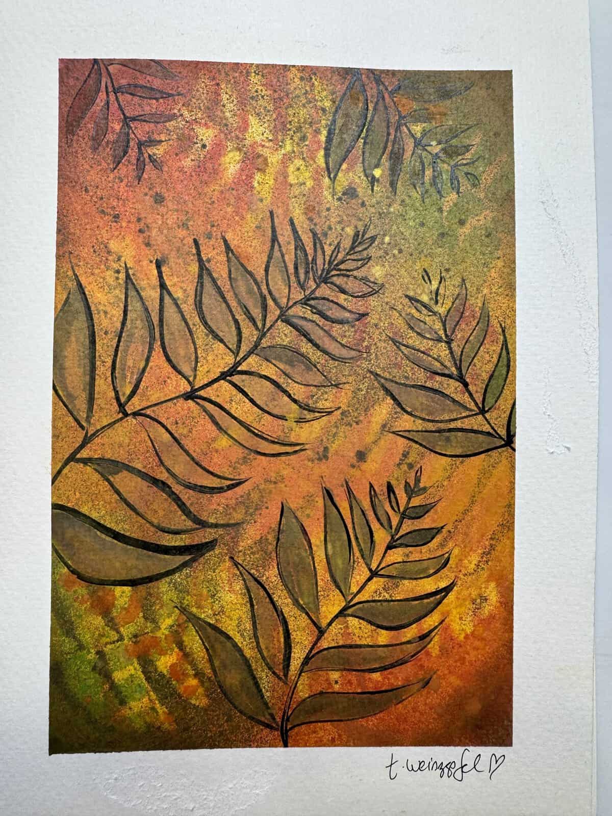 botanical fall ferns art journal page