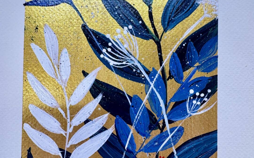 Golden Indigo Garden Mixed Media Art Tutorial